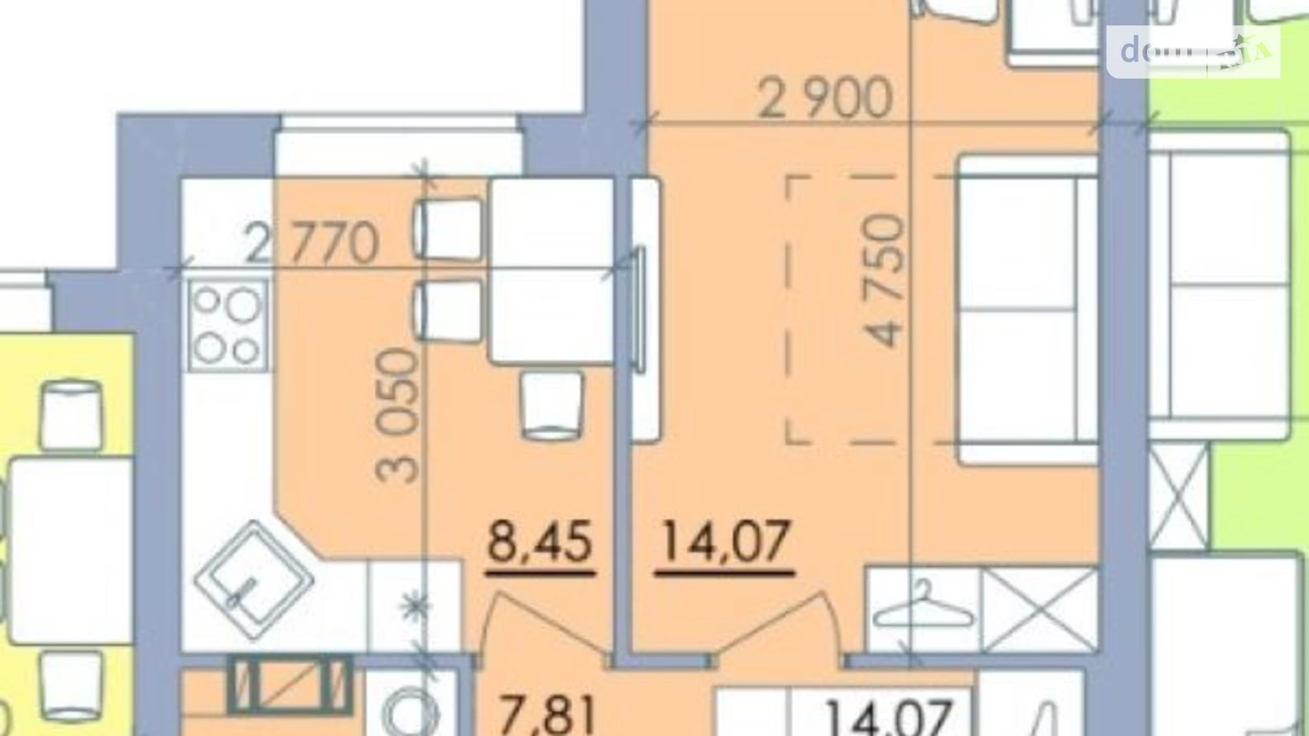 Продается 1-комнатная квартира 37.5 кв. м в Полтаве, ул. Башкирцевой Марии, 20 корпус 2 - фото 2