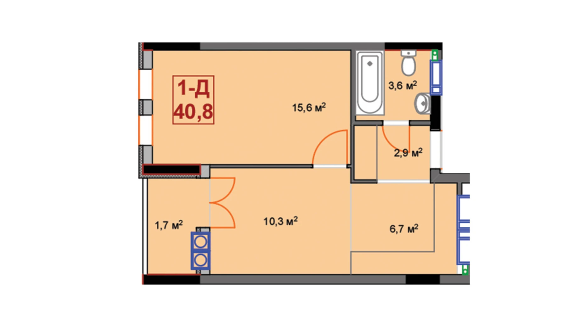 Продається 1-кімнатна квартира 40.8 кв. м у Ірпені, вул. Університетська(Карла Маркса), 1Т - фото 3
