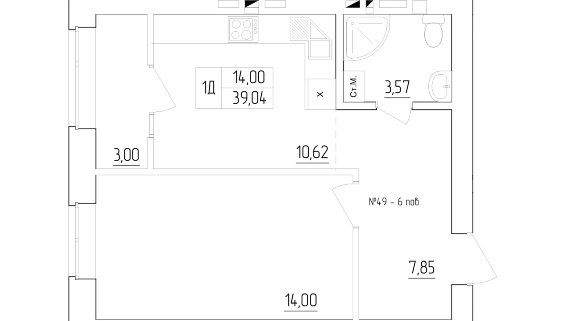 Продается 1-комнатная квартира 39.4 кв. м в Ровно, цена: 37000 $ - фото 2