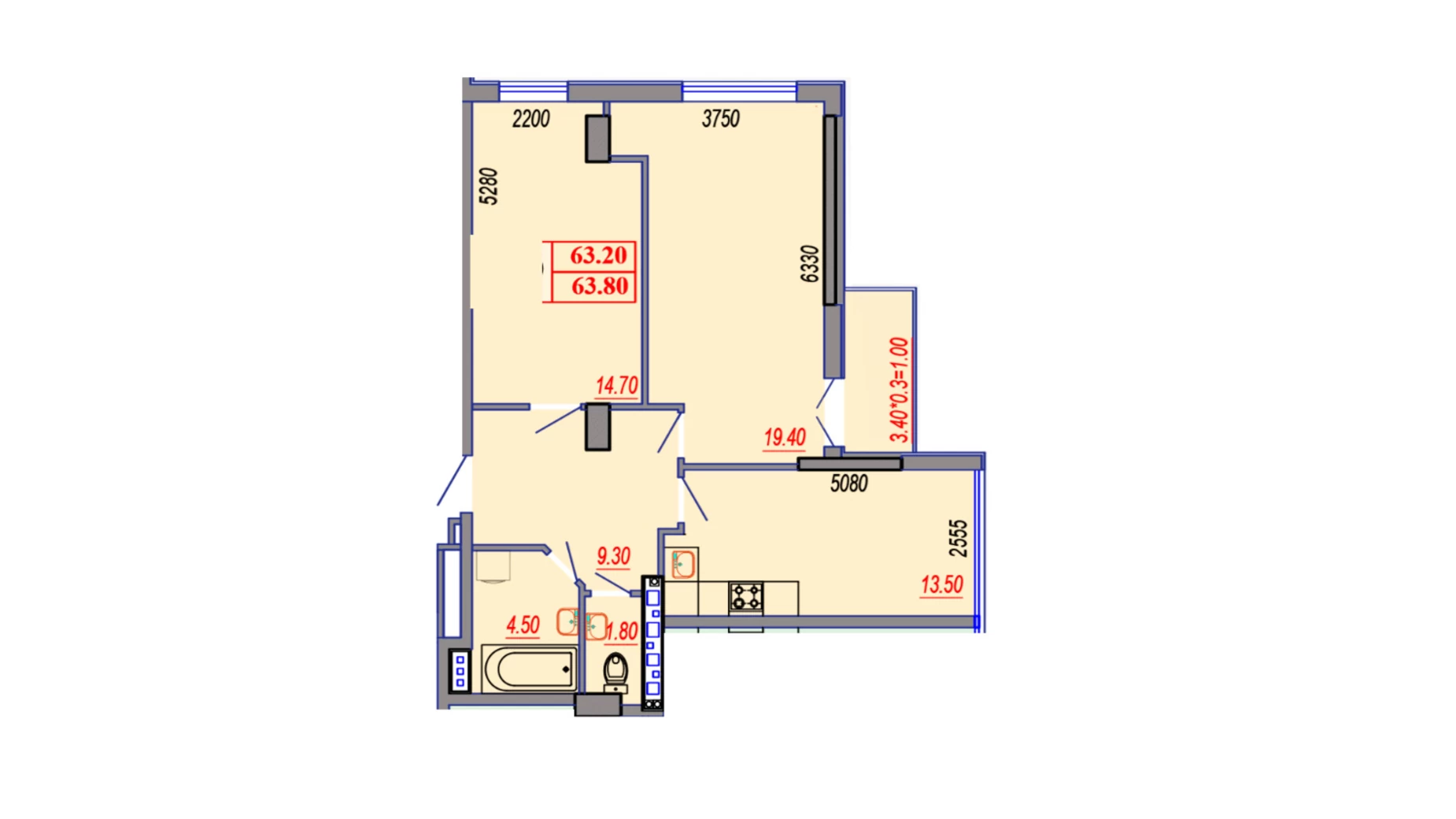Продається 2-кімнатна квартира 63.8 кв. м у Одесі, вул. Сегедська - фото 2