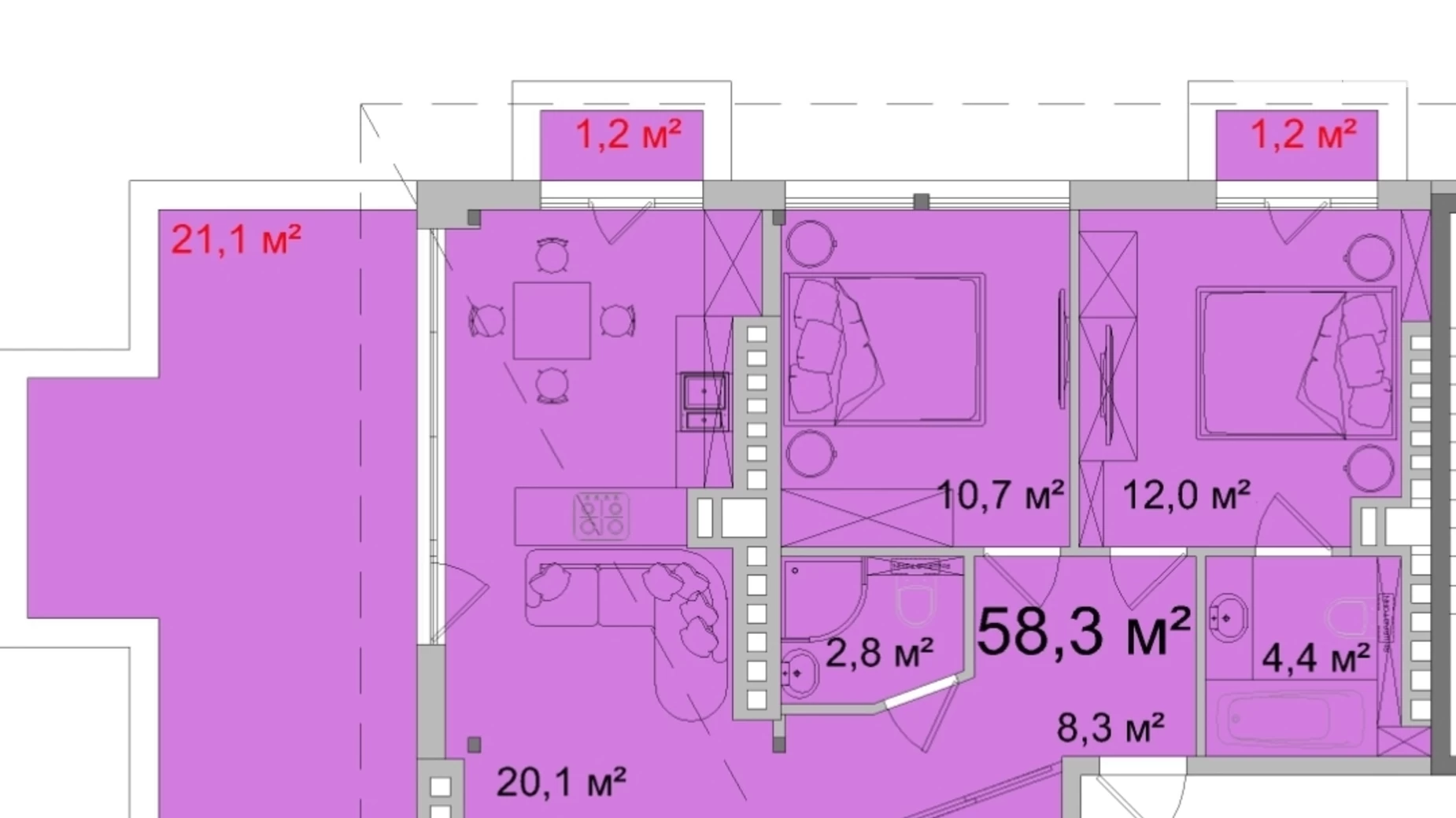 Продается 2-комнатная квартира 81.8 кв. м в Одессе, ул. Космонавтов - фото 2