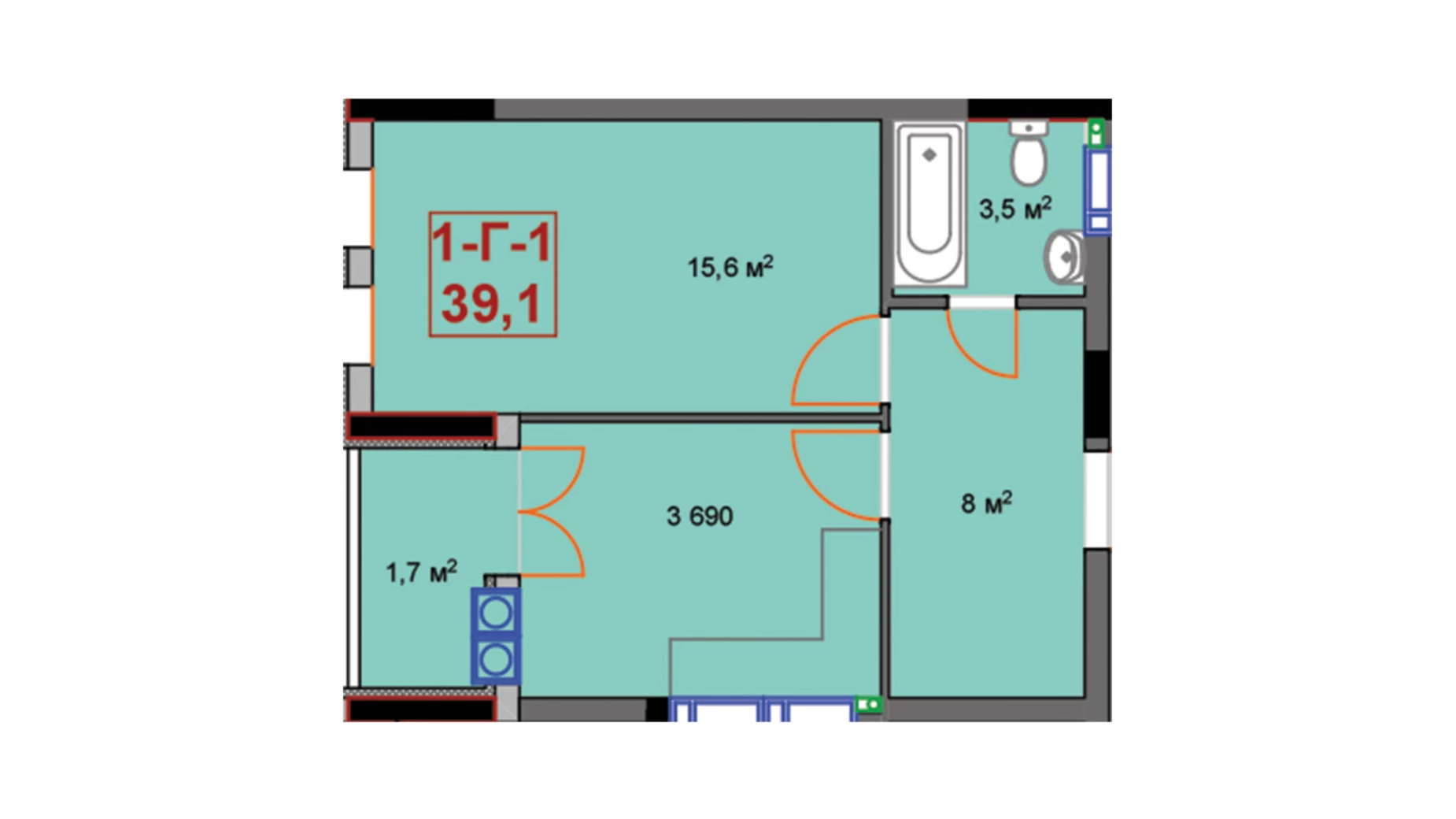 Продається 1-кімнатна квартира 39.1 кв. м у Ірпені, цена: 23460 $ - фото 4