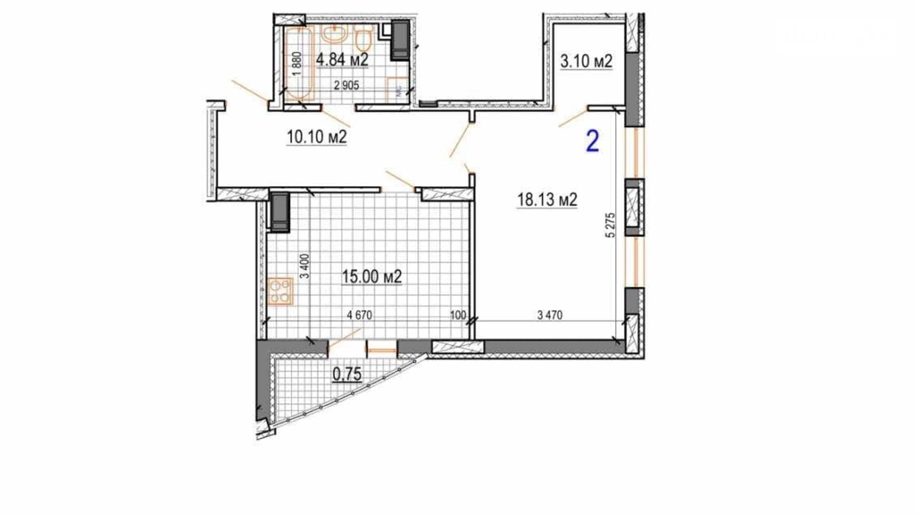 Продается 1-комнатная квартира 54 кв. м в Житомире, просп. Независимости(Ватутина), 29 - фото 2