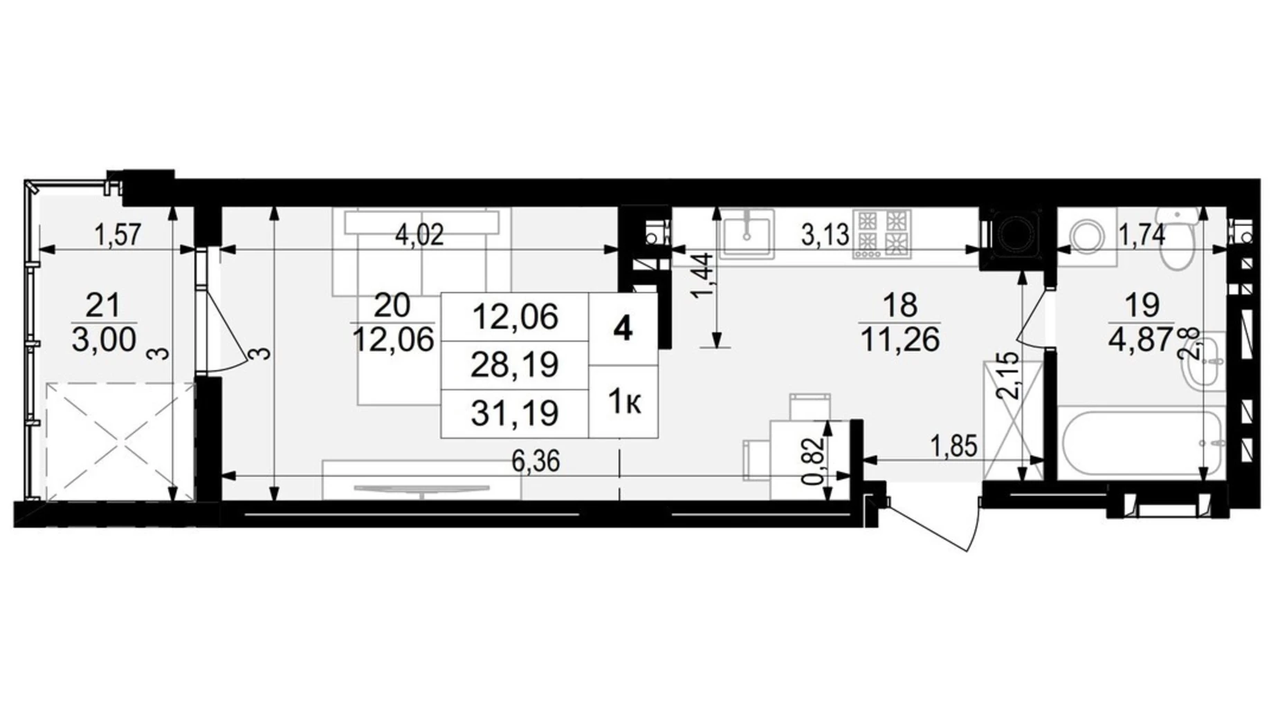 1-комнатная квартира 33.28 кв. м в Тернополе, ул. Стецька Ярослава, 20Б - фото 2