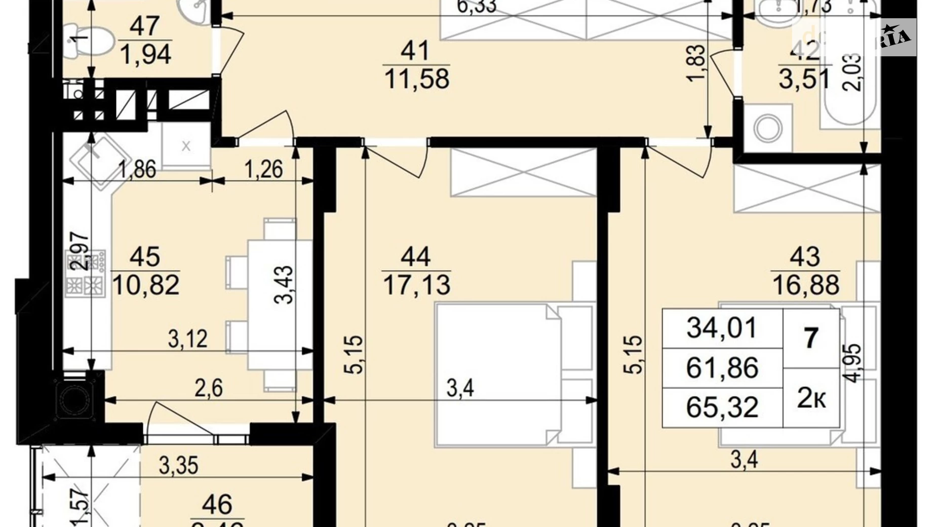 2-комнатная квартира 67.36 кв. м в Тернополе, ул. Стецька Ярослава, 20Б - фото 2