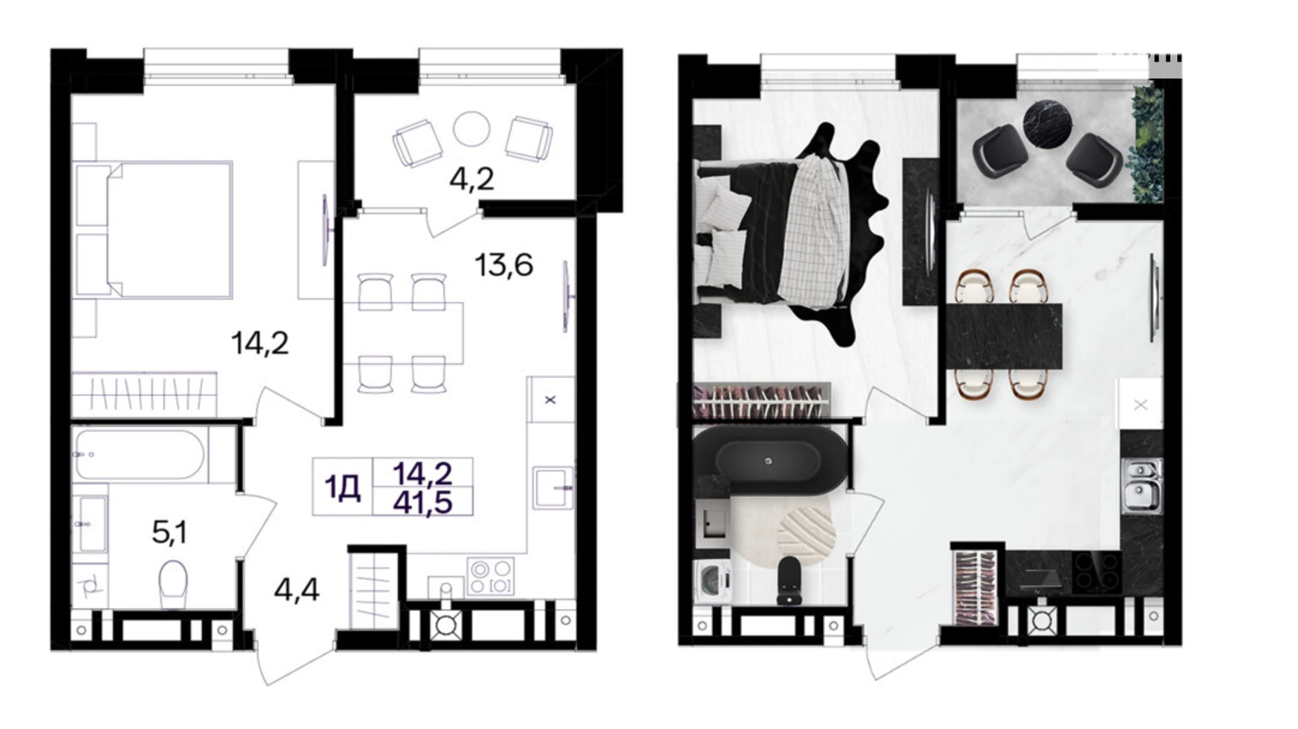 Продается 1-комнатная квартира 41.5 кв. м в Виннице, ул. Левка Лукьяненко(Ватутина), 16Б - фото 2