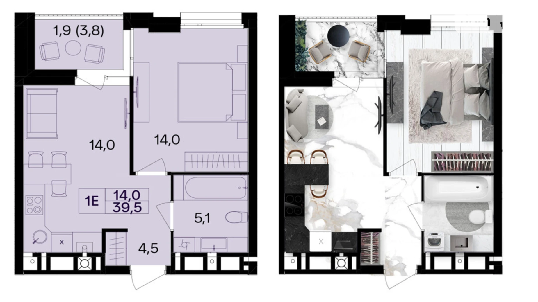 Продается 1-комнатная квартира 39.5 кв. м в Виннице, ул. Левка Лукьяненко(Ватутина), 16Б - фото 2
