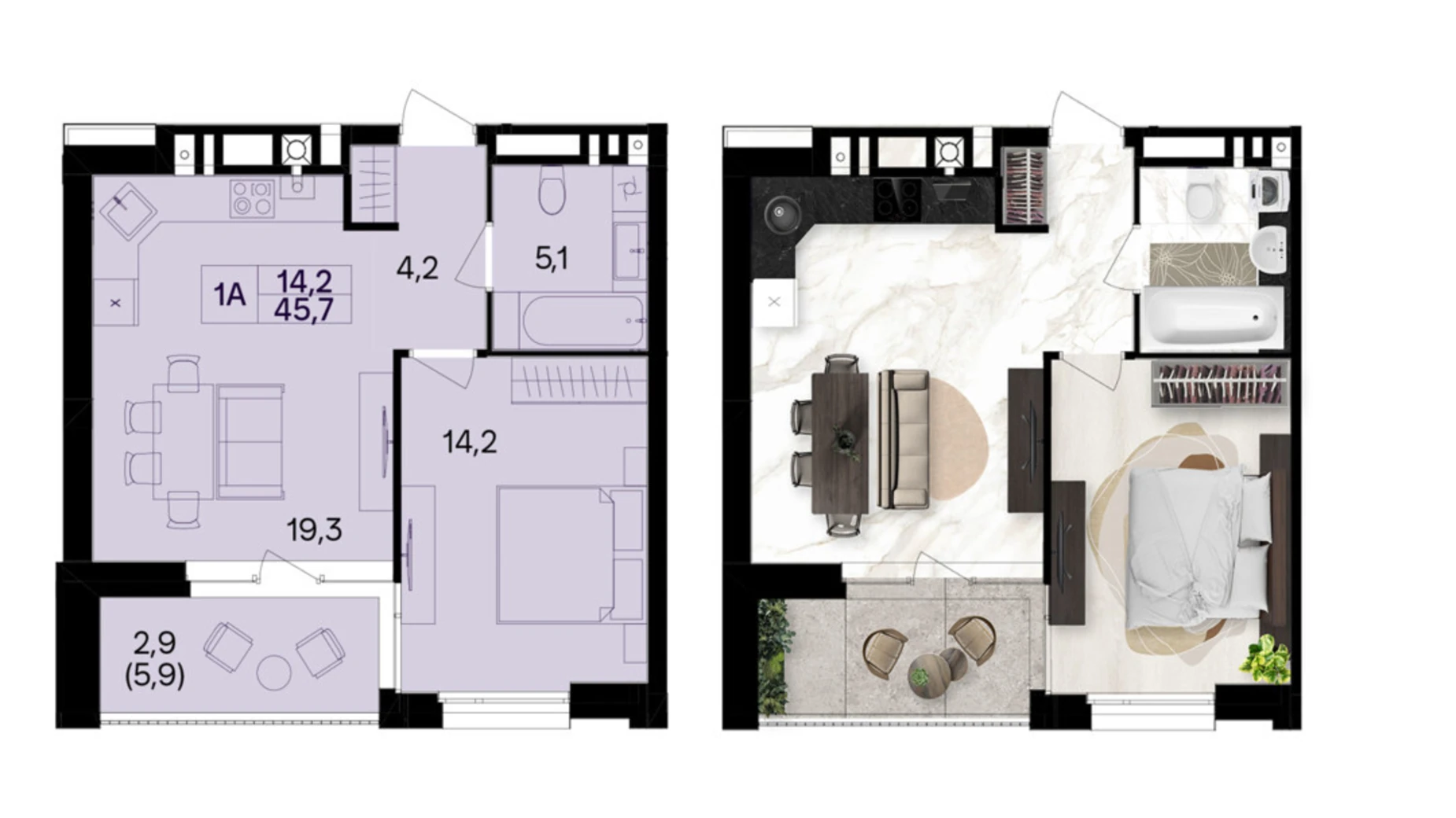 Продается 1-комнатная квартира 45.7 кв. м в Виннице, цена: 42958 $ - фото 2