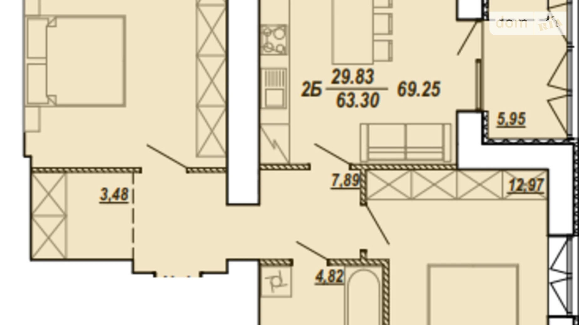 2-комнатная квартира 69.7 кв. м в Тернополе, ул. Текстильная, 21 - фото 5