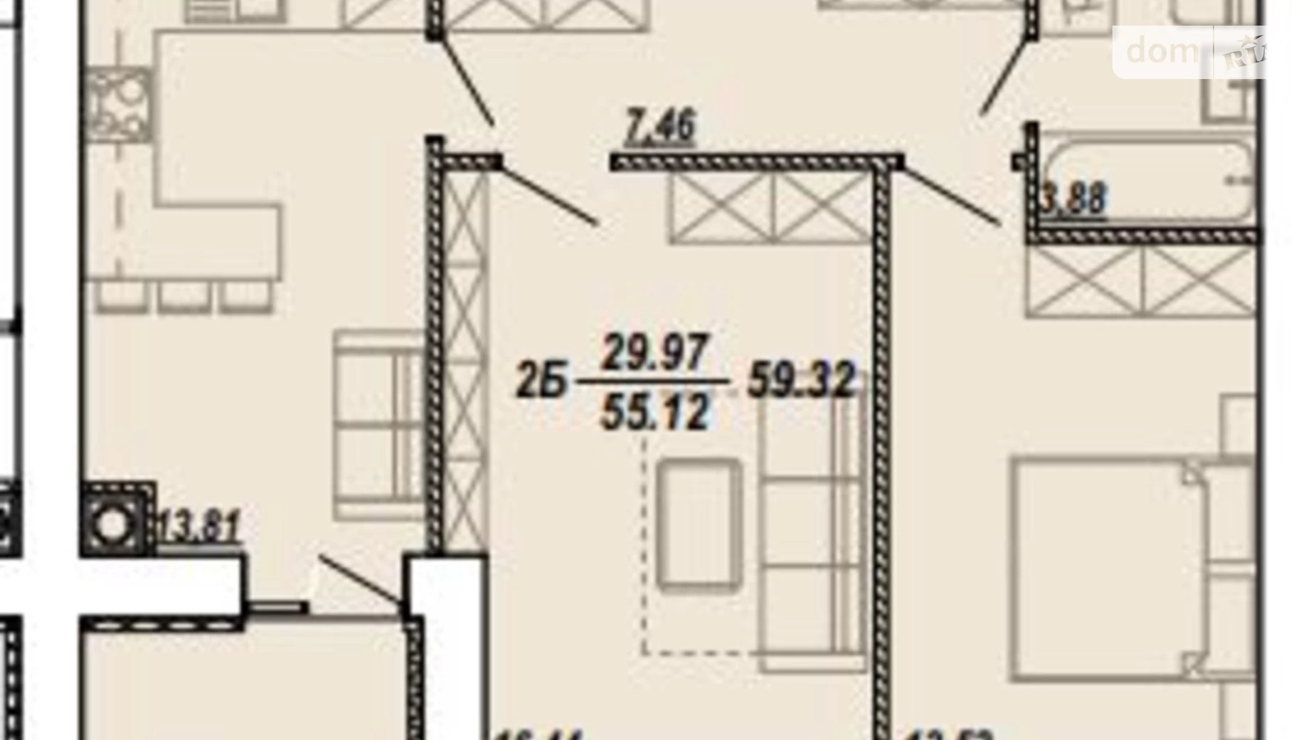 2-кімнатна квартира 59.32 кв. м у Тернополі, вул. Текстильна, 21 - фото 2