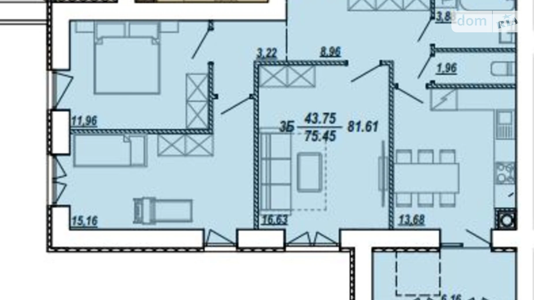 3-комнатная квартира 81.46 кв. м в Тернополе, ул. Текстильная, 21 - фото 2