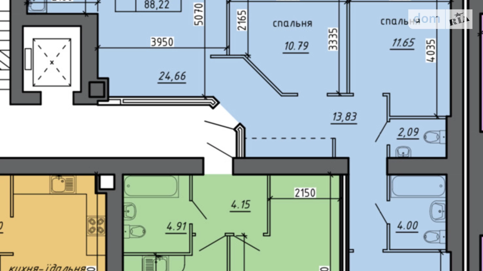 3-комнатная квартира 88.22 кв. м в Тернополе - фото 2