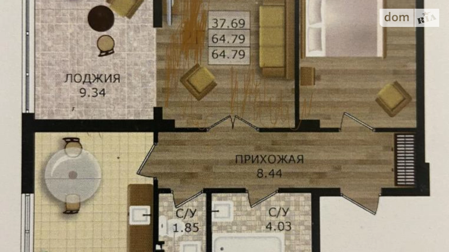 Продається 2-кімнатна квартира 65 кв. м у Крижанівка, цена: 59500 $ - фото 5