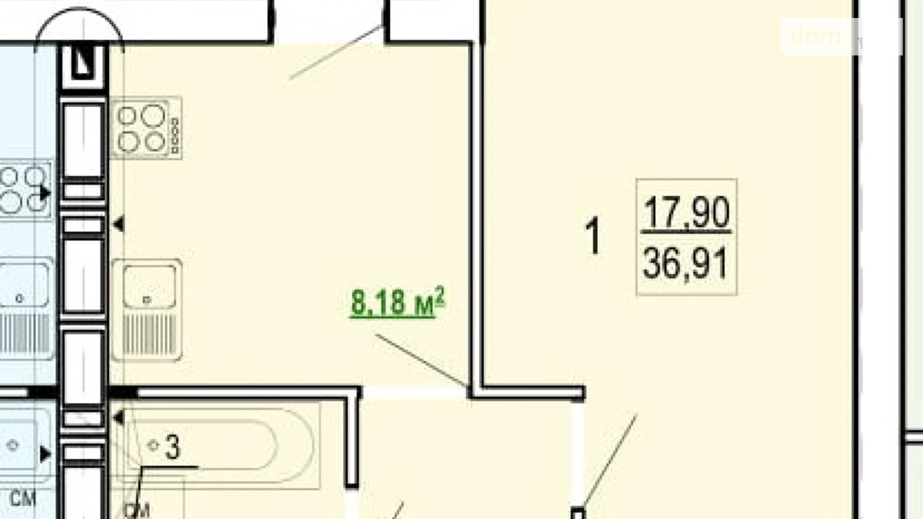 Продается 1-комнатная квартира 37 кв. м в Харькове, ул. Борткевича, 9 - фото 2