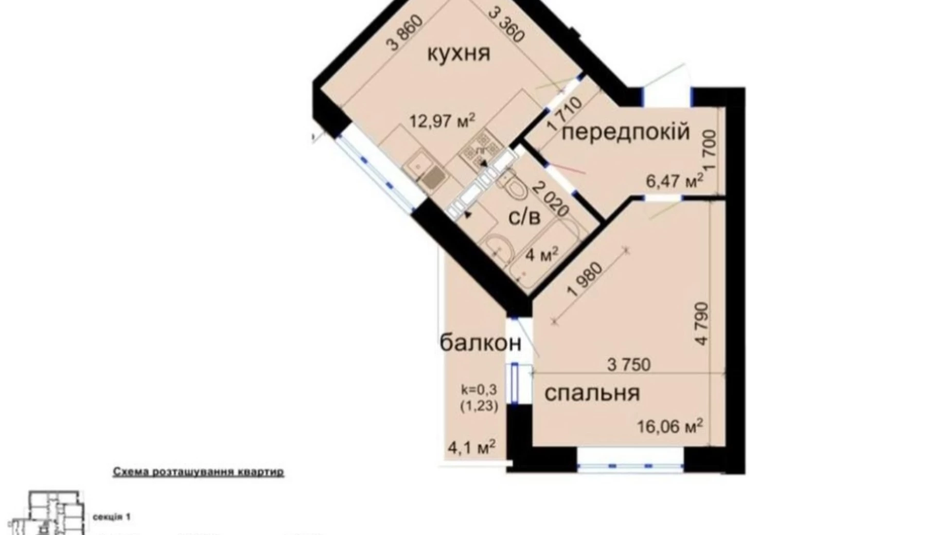 Продається 1-кімнатна квартира 42 кв. м у Києві, вул. Метрологічна, 52А - фото 3