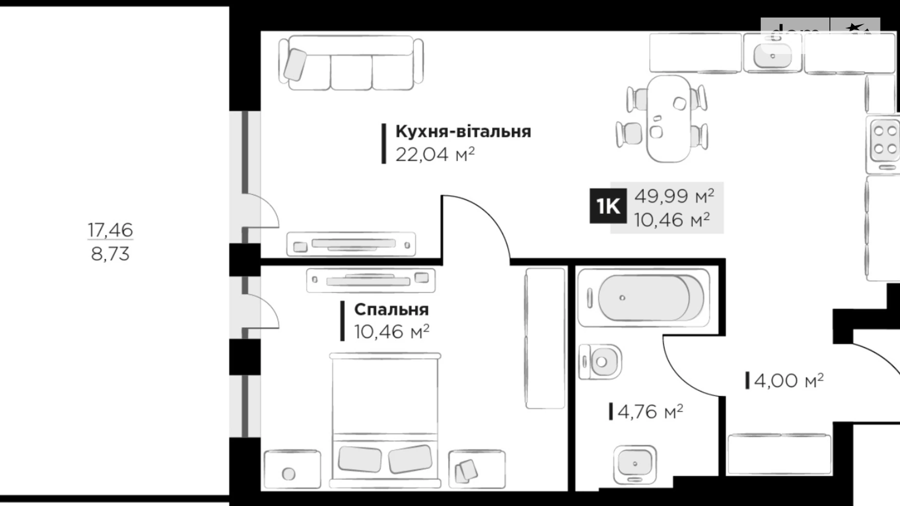 Продается 1-комнатная квартира 49.99 кв. м в Винниках, ул. Галицкая - фото 5