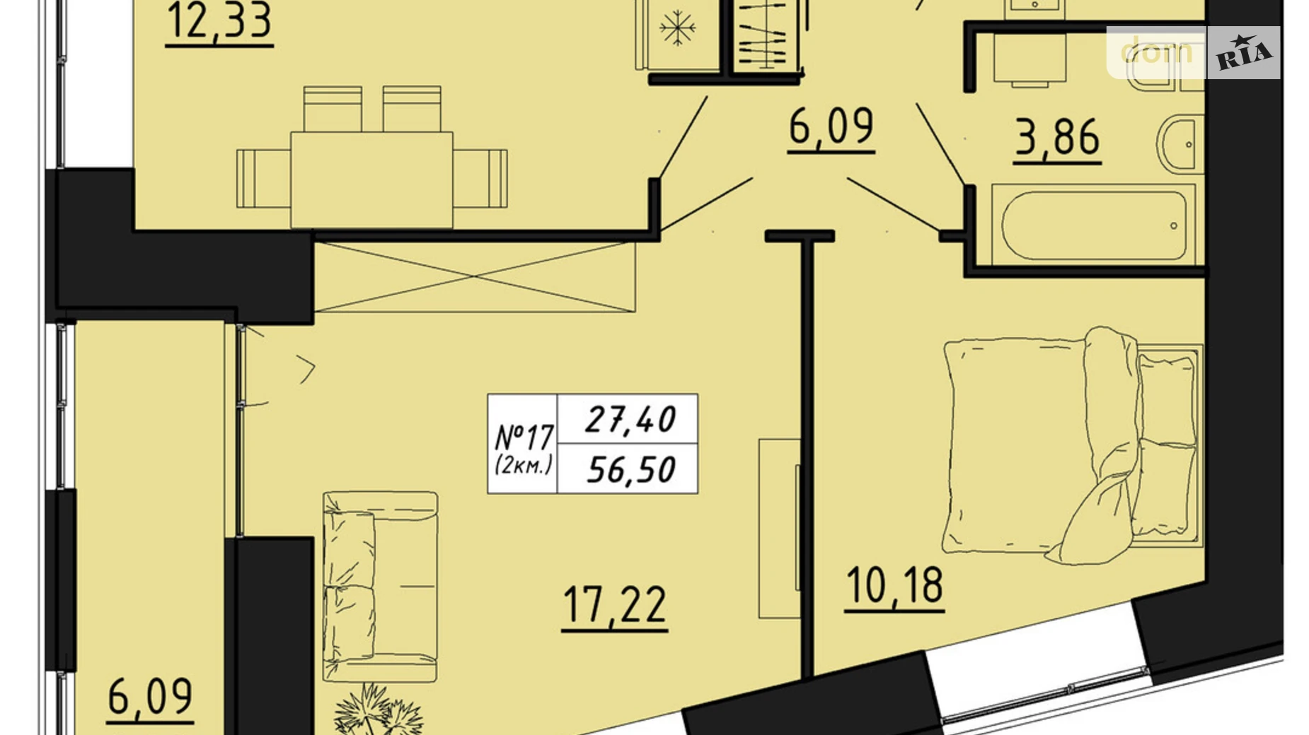 2-кімнатна квартира 56.5 кв. м у Тернополі, вул. Микулинецька, 116 - фото 2