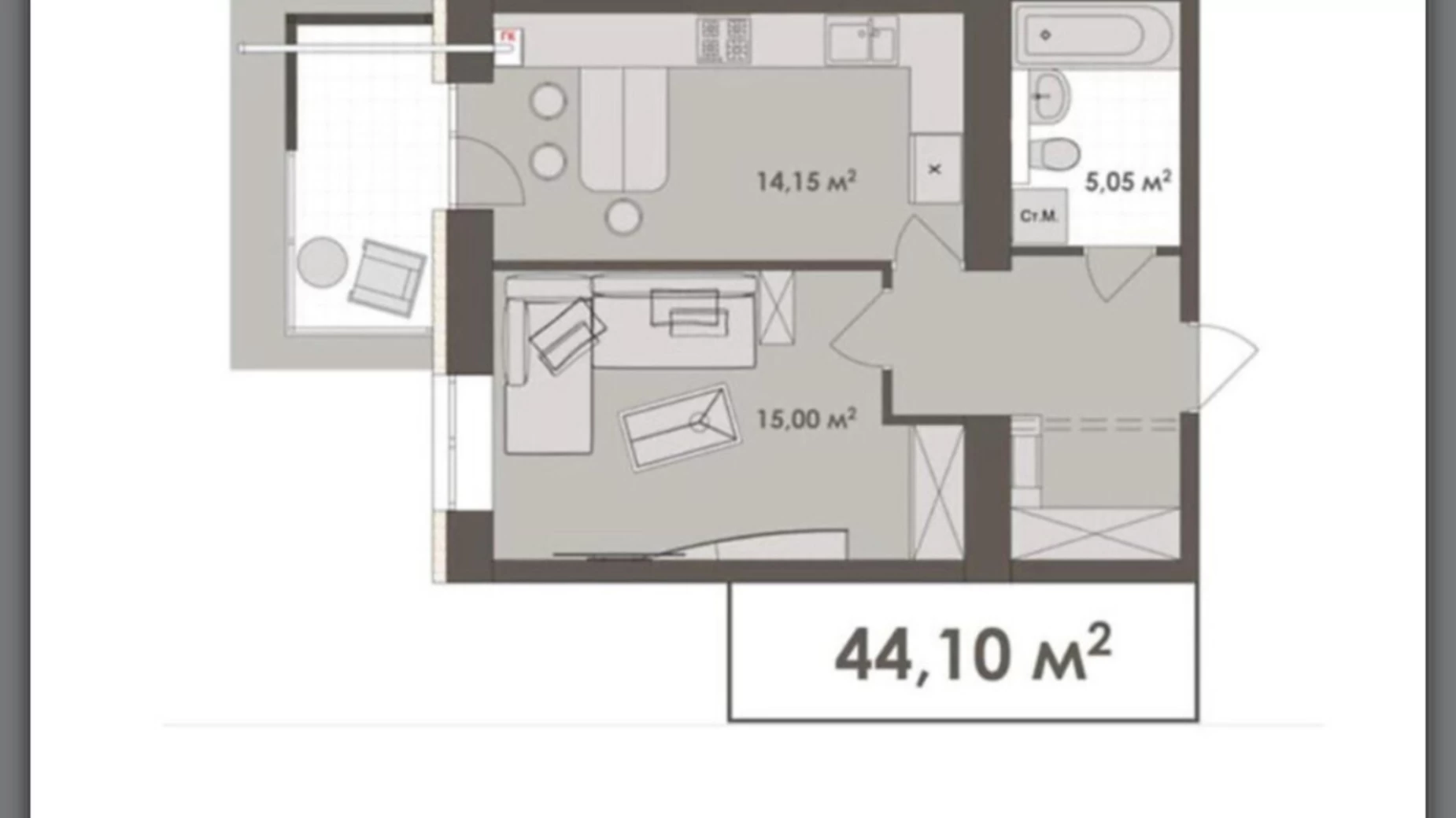 Продается 1-комнатная квартира 44.4 кв. м в Виннице, ул. Стрелецкая, 23 - фото 4