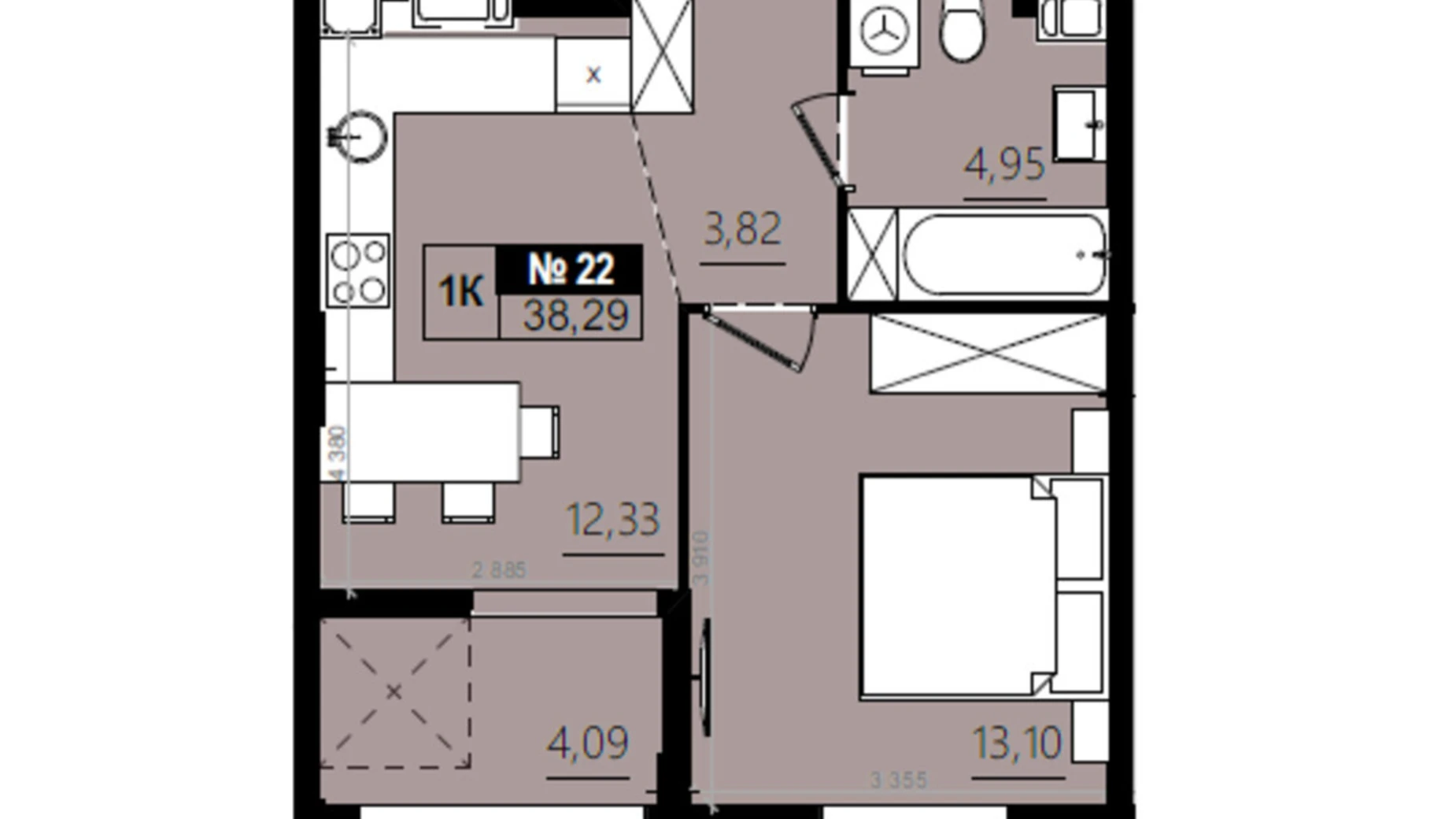 Продается 1-комнатная квартира 38.29 кв. м в Солонке, ул. Стрыйская, 1М - фото 2