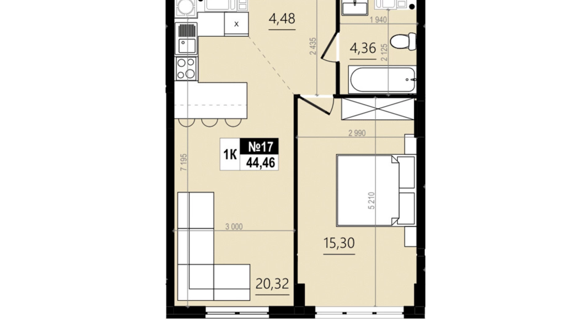 Продается 1-комнатная квартира 44.46 кв. м в Винниках, ул. Лесная - фото 2