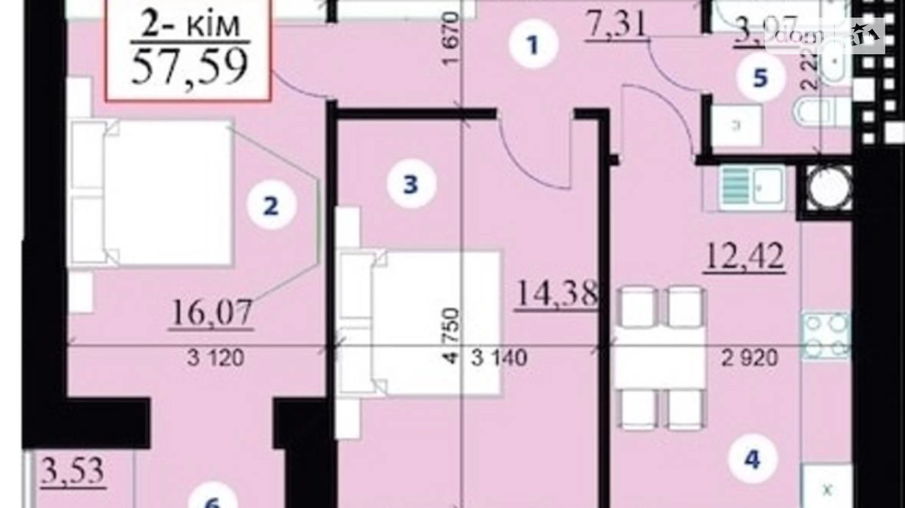 Продається 2-кімнатна квартира 57.6 кв. м у Івано-Франківську, вул. Гетьмана Івана Мазепи, 168 - фото 2