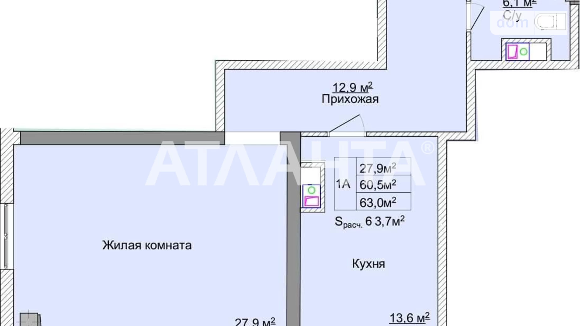 Продается 1-комнатная квартира 63 кв. м в Одессе, Фонтанская дор., 124 - фото 2