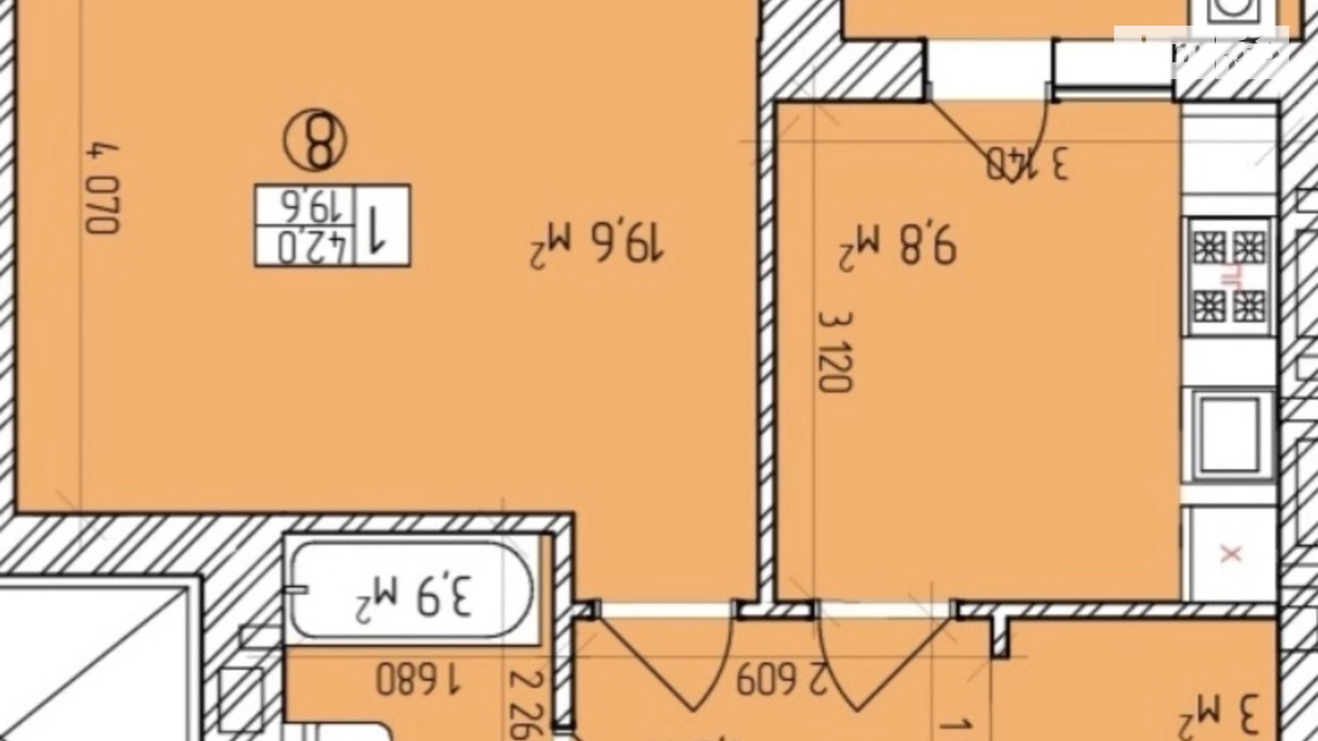 Продается 1-комнатная квартира 45 кв. м в Хмельницком, ул. Озерная, 14/1 - фото 2