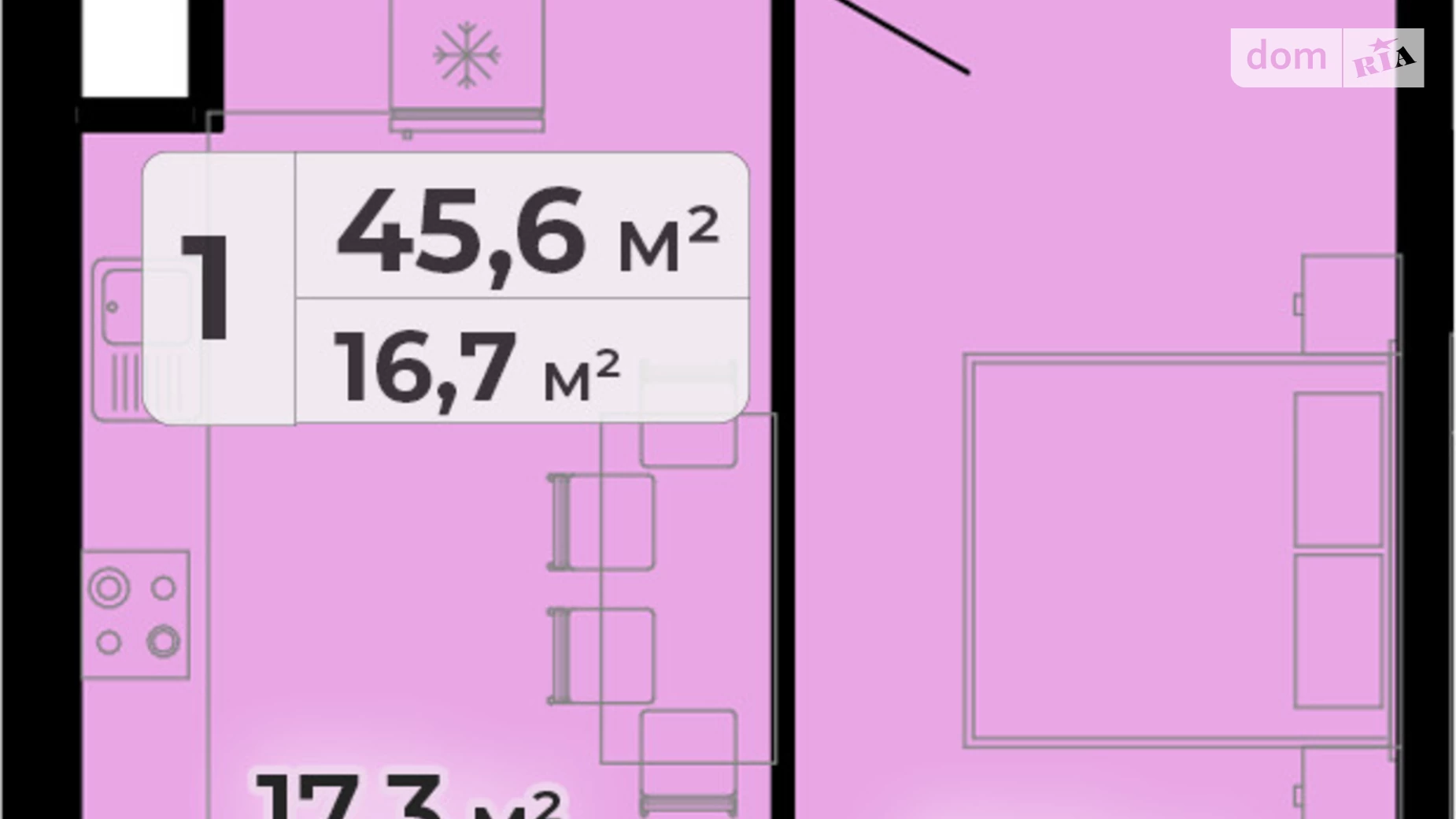 1-кімнатна квартира 45.6 кв. м у Тернополі, вул. Довженка Олександра, 14Б - фото 4
