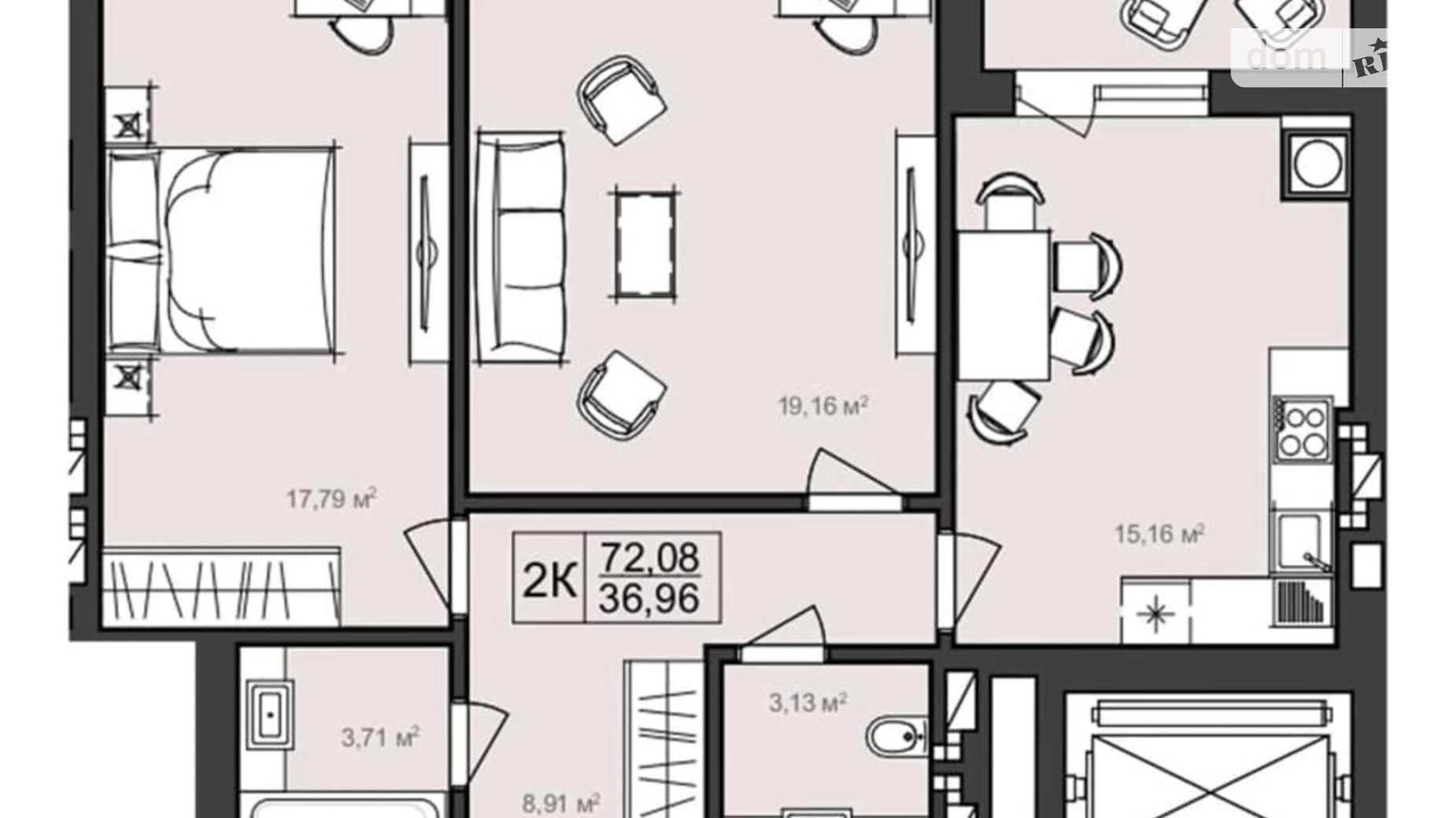 Продается 2-комнатная квартира 69.65 кв. м в Хмельницком - фото 13