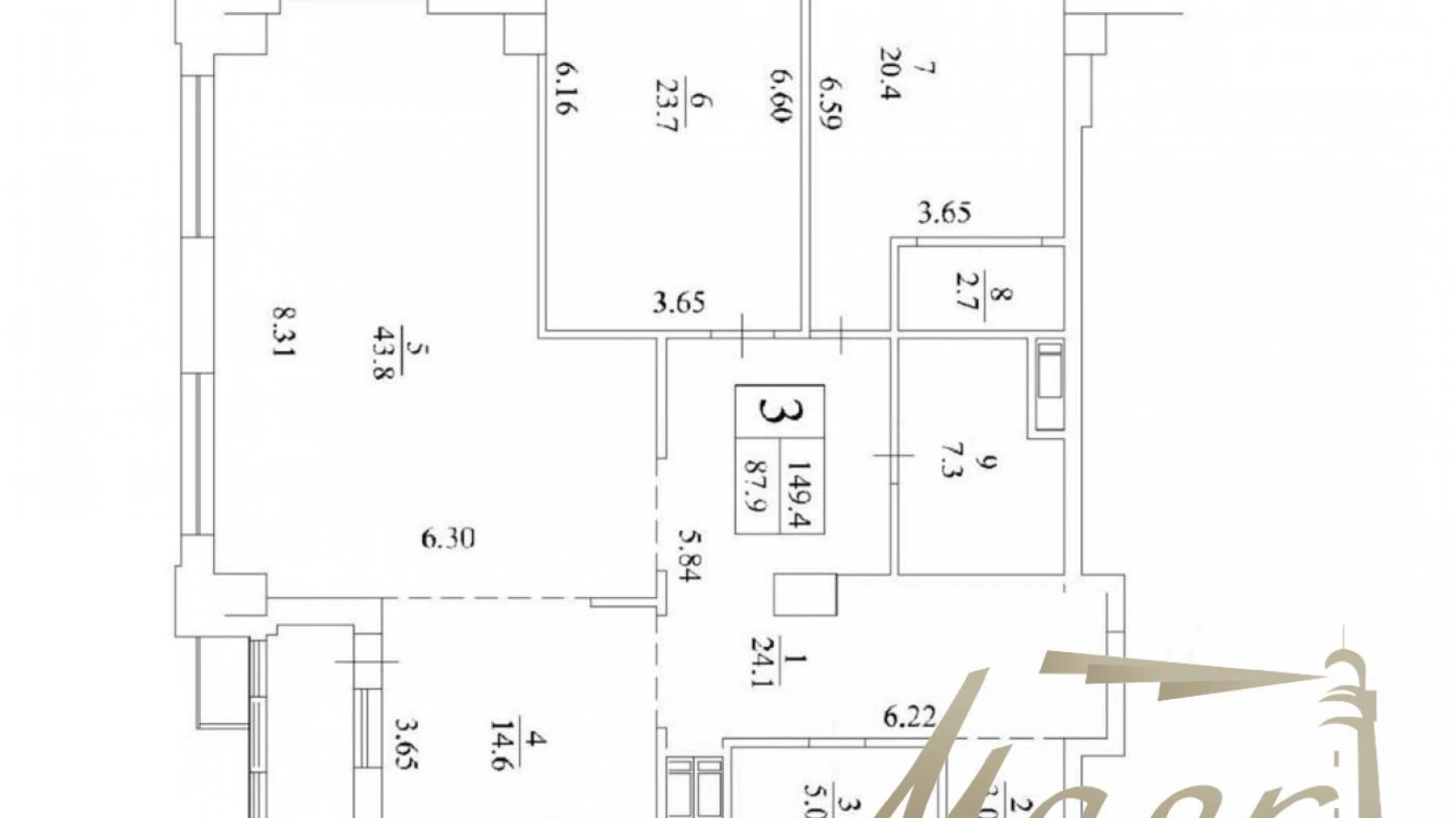 Продается 3-комнатная квартира 149.1 кв. м в Киеве, ул. Саперное Поле, 3 - фото 5