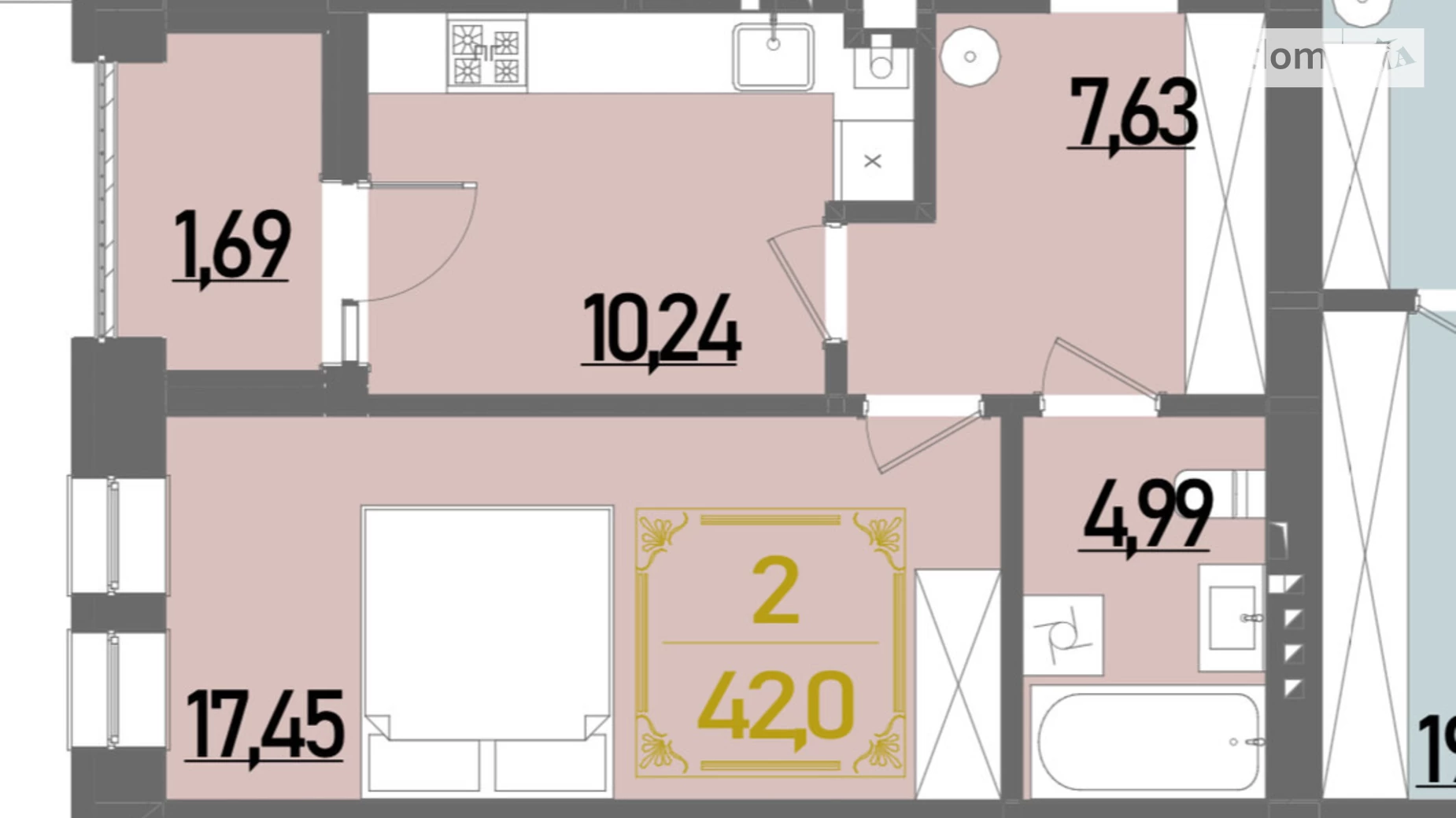 Продается 1-комнатная квартира 42 кв. м в Ровно, ул. Березовая - фото 2