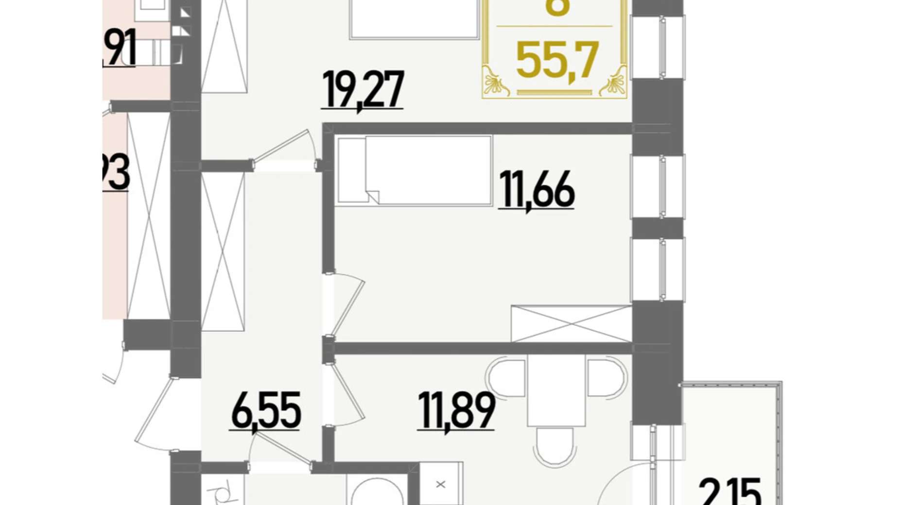 Продается 2-комнатная квартира 55.7 кв. м в Ровно, ул. Березовая - фото 2