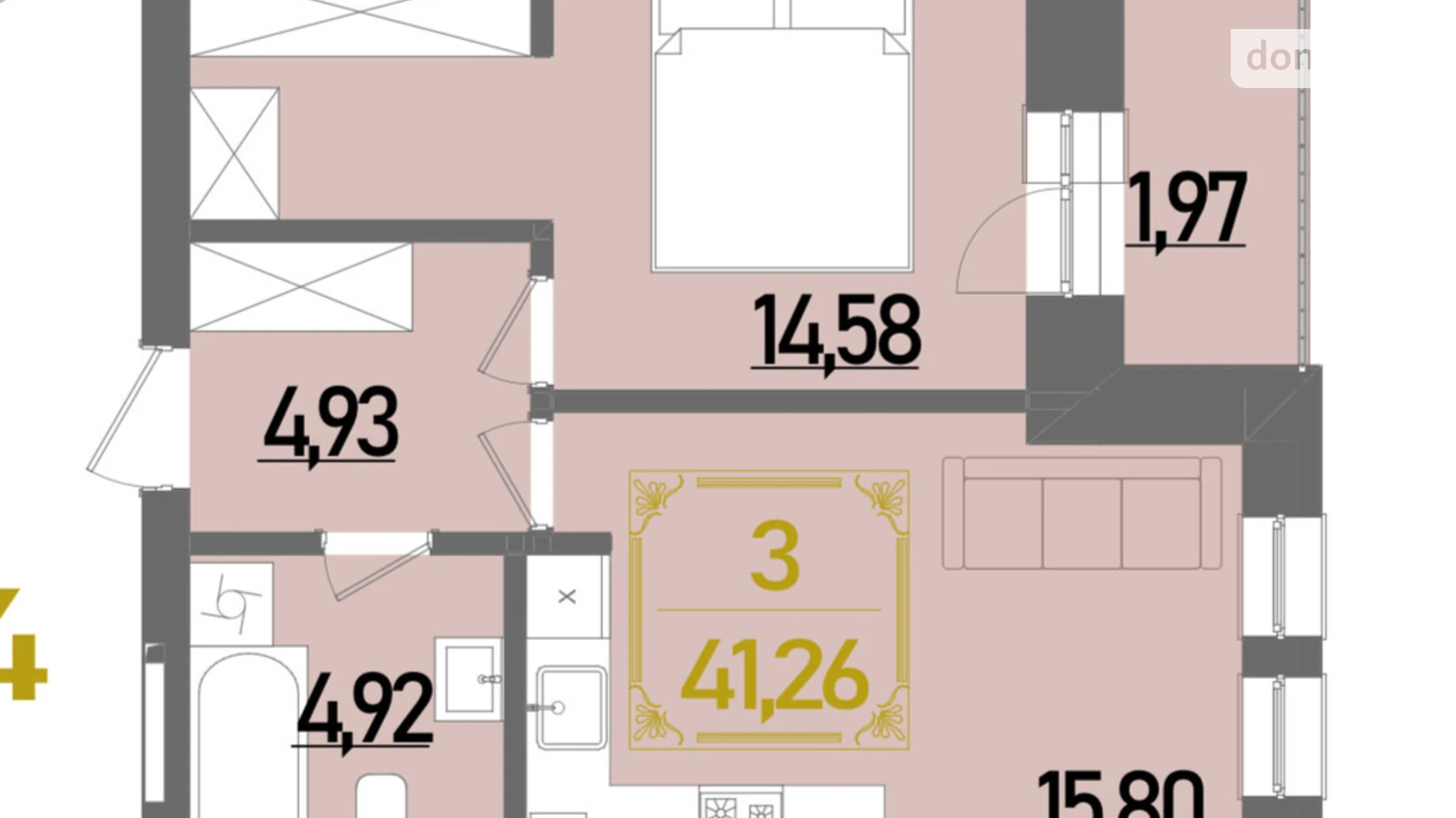 Продается 1-комнатная квартира 41.26 кв. м в Ровно, ул. Березовая - фото 2
