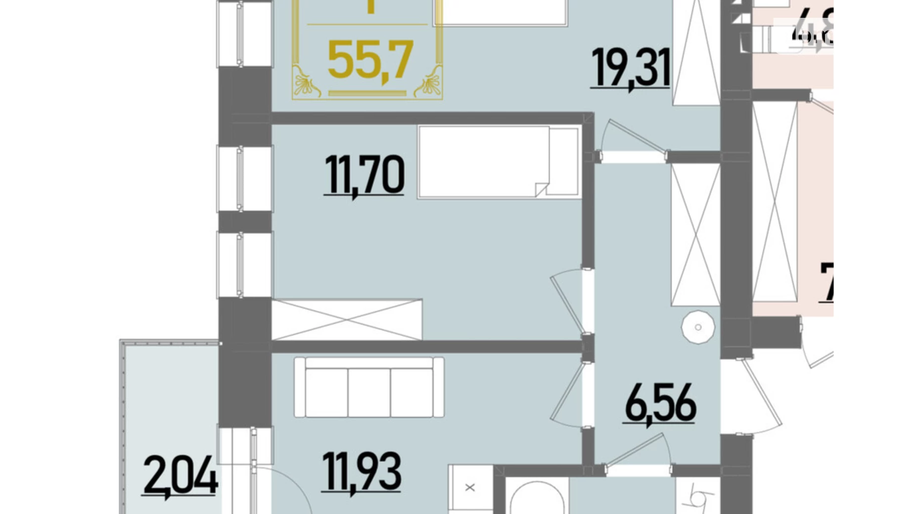 Продается 2-комнатная квартира 55.7 кв. м в Ровно, ул. Березовая - фото 2