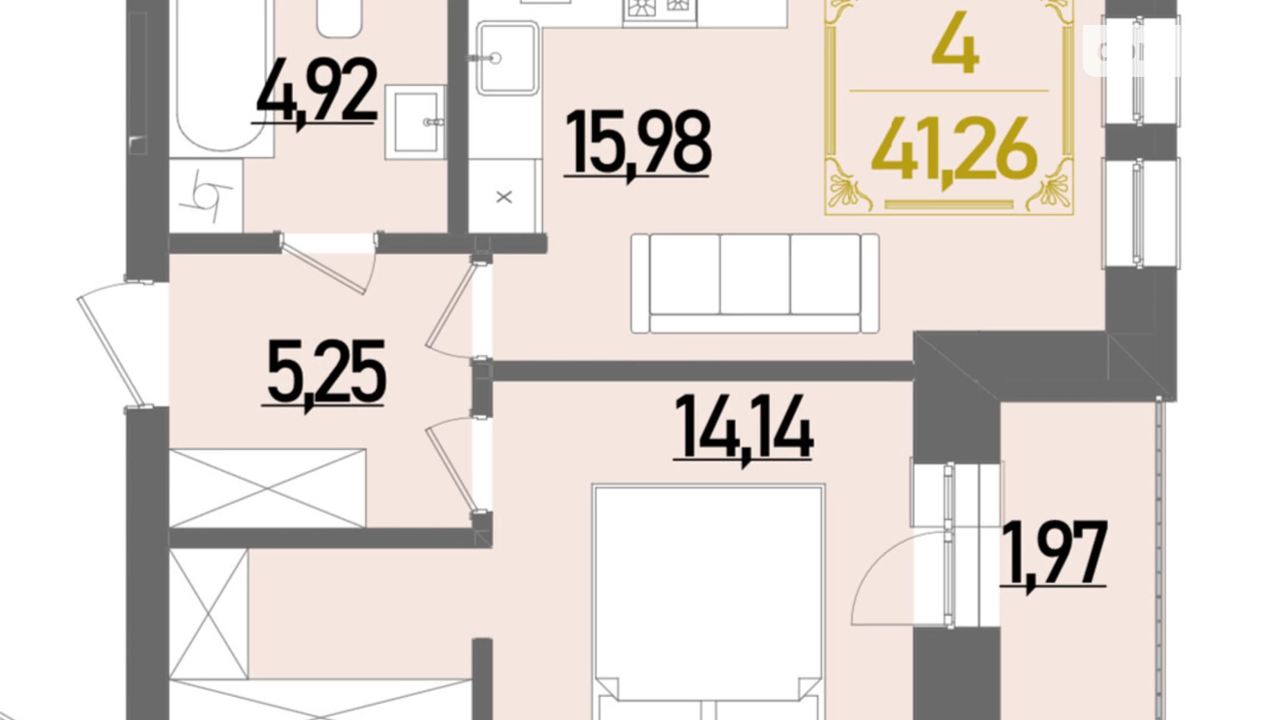 Продається 1-кімнатна квартира 41.26 кв. м у Рівному, вул. Березова - фото 2