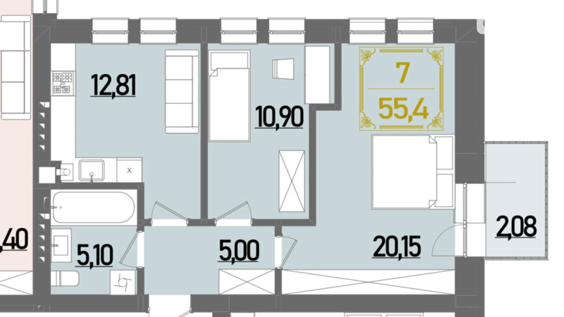 Продается 2-комнатная квартира 55.4 кв. м в Ровно, ул. Березовая - фото 2