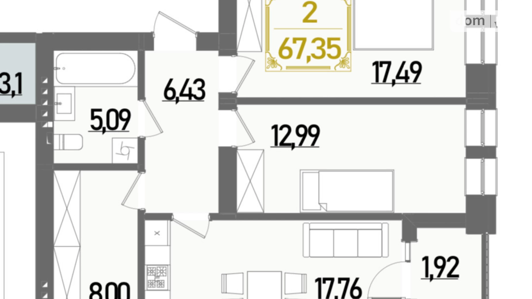 Продається 2-кімнатна квартира 67.35 кв. м у Рівному, вул. Березова - фото 2