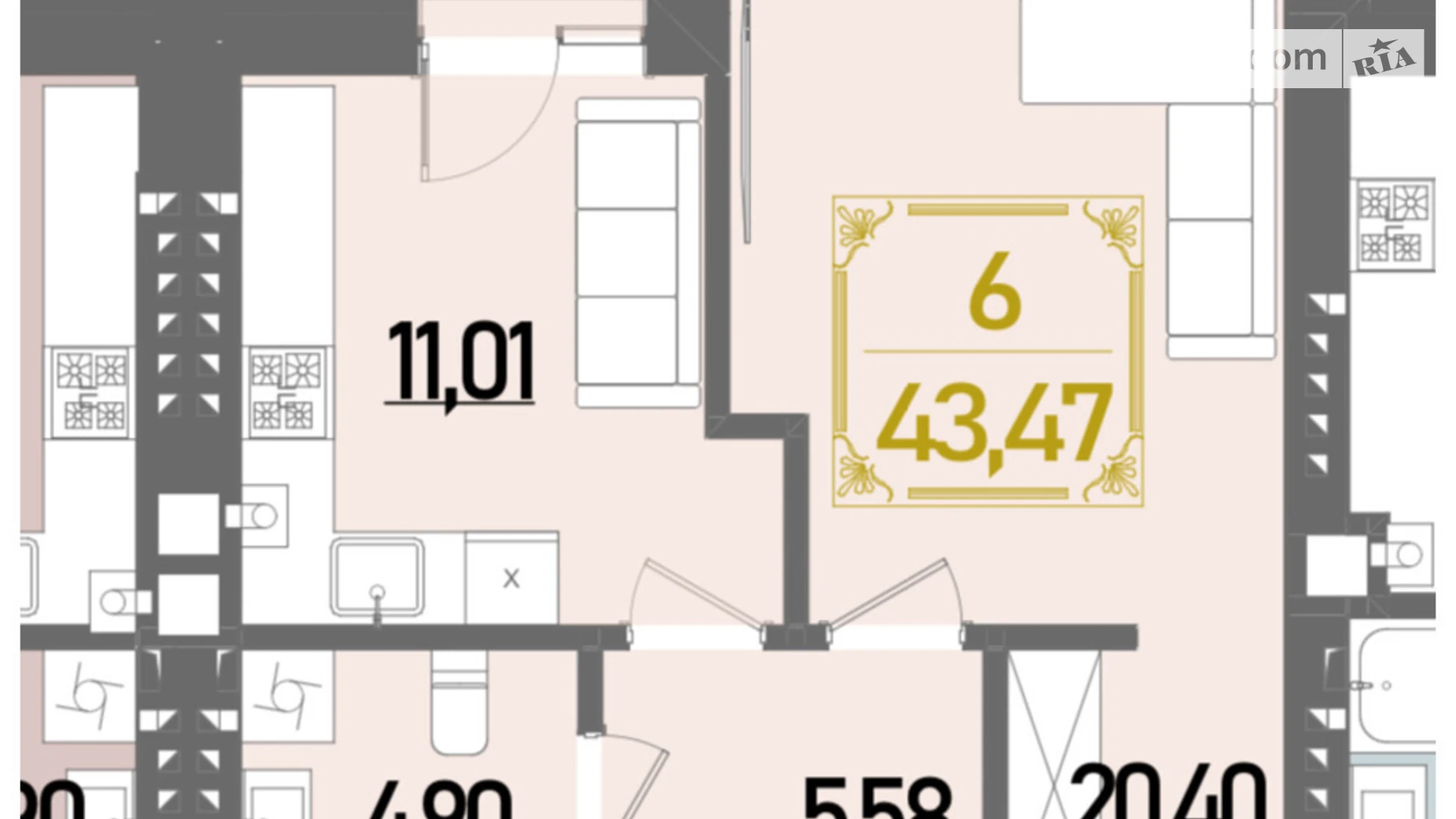 Продается 1-комнатная квартира 43.47 кв. м в Ровно, ул. Березовая - фото 2