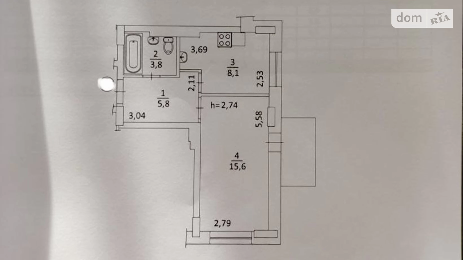 Продается 1-комнатная квартира 34.3 кв. м в Борисполе, ул. Головатого, 64 - фото 2