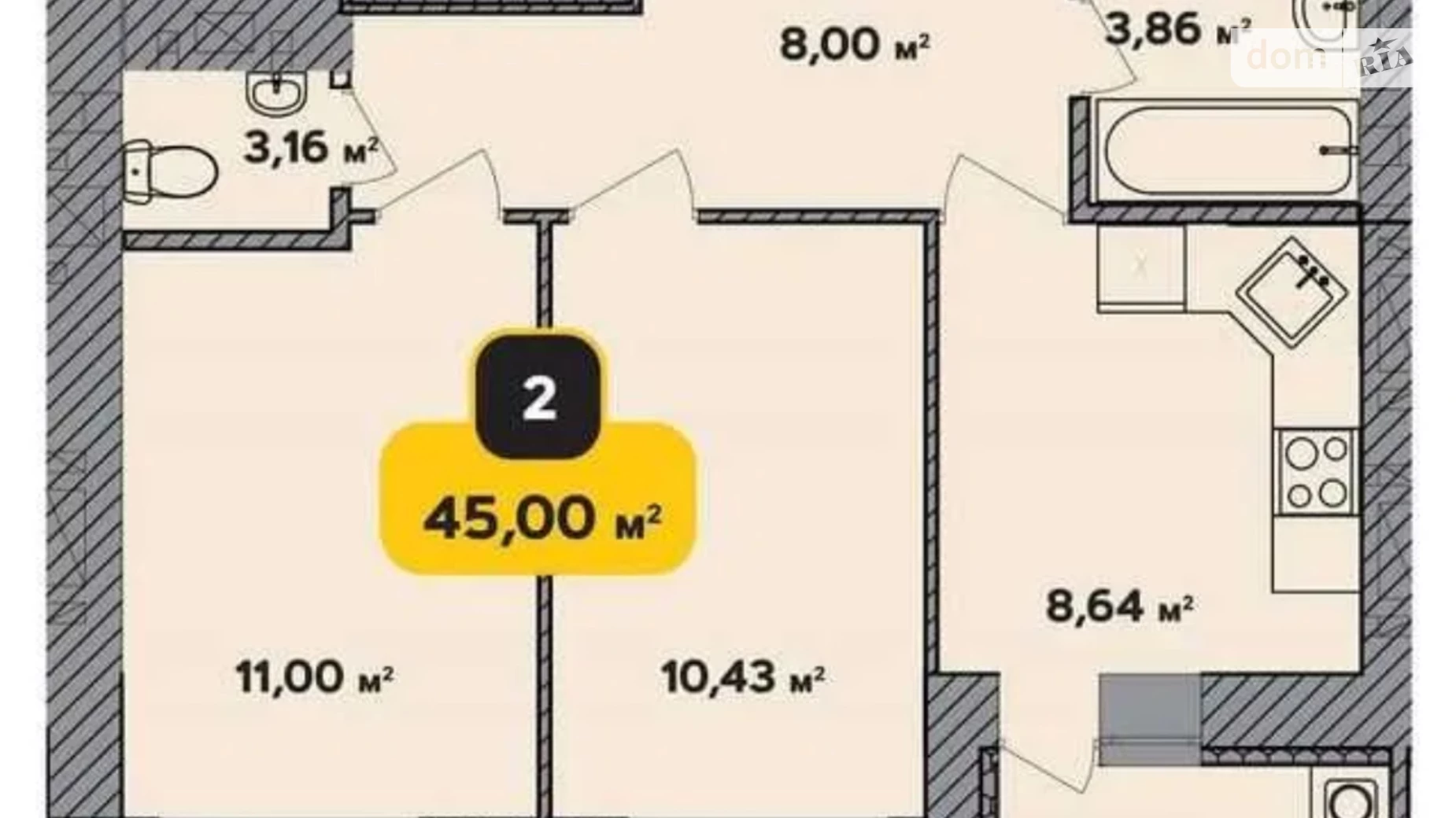 Продается 2-комнатная квартира 48.1 кв. м в Хмельницком, цена: 36000 $ - фото 4