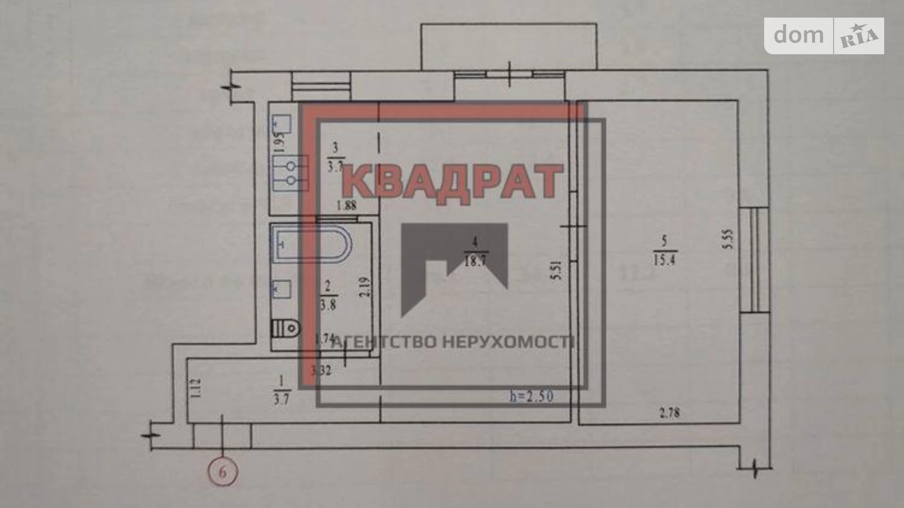 Продается 2-комнатная квартира 46 кв. м в Полтаве, ул. Кукоби Анатолия - фото 2