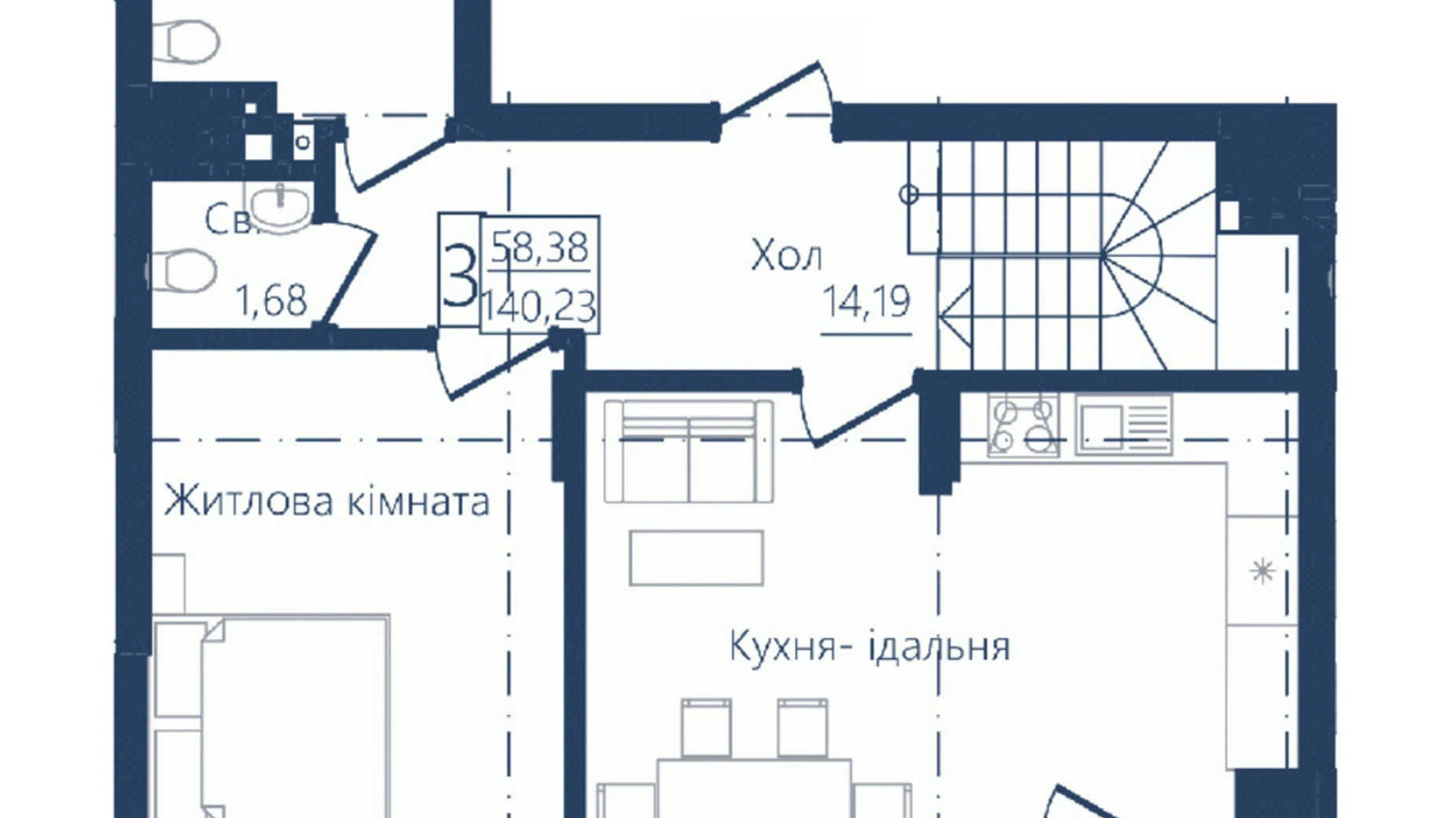 Продається 3-кімнатна квартира 140.23 кв. м у Чернівцях, вул. Героїв Майдану, 194А - фото 2