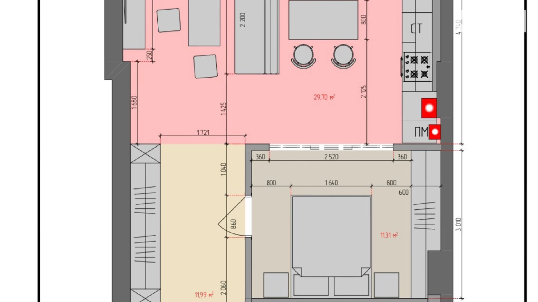 Продается 1-комнатная квартира 62 кв. м в Харькове, ул. Профессорская, 2 - фото 3