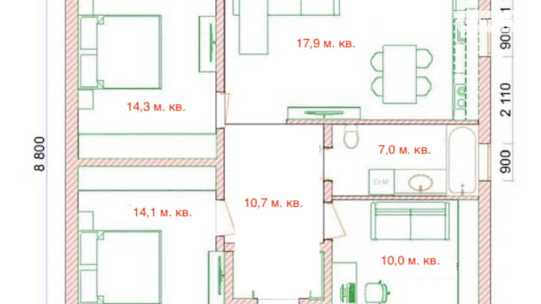 Продається одноповерховий будинок 74 кв. м з каміном, цена: 70000 $ - фото 2