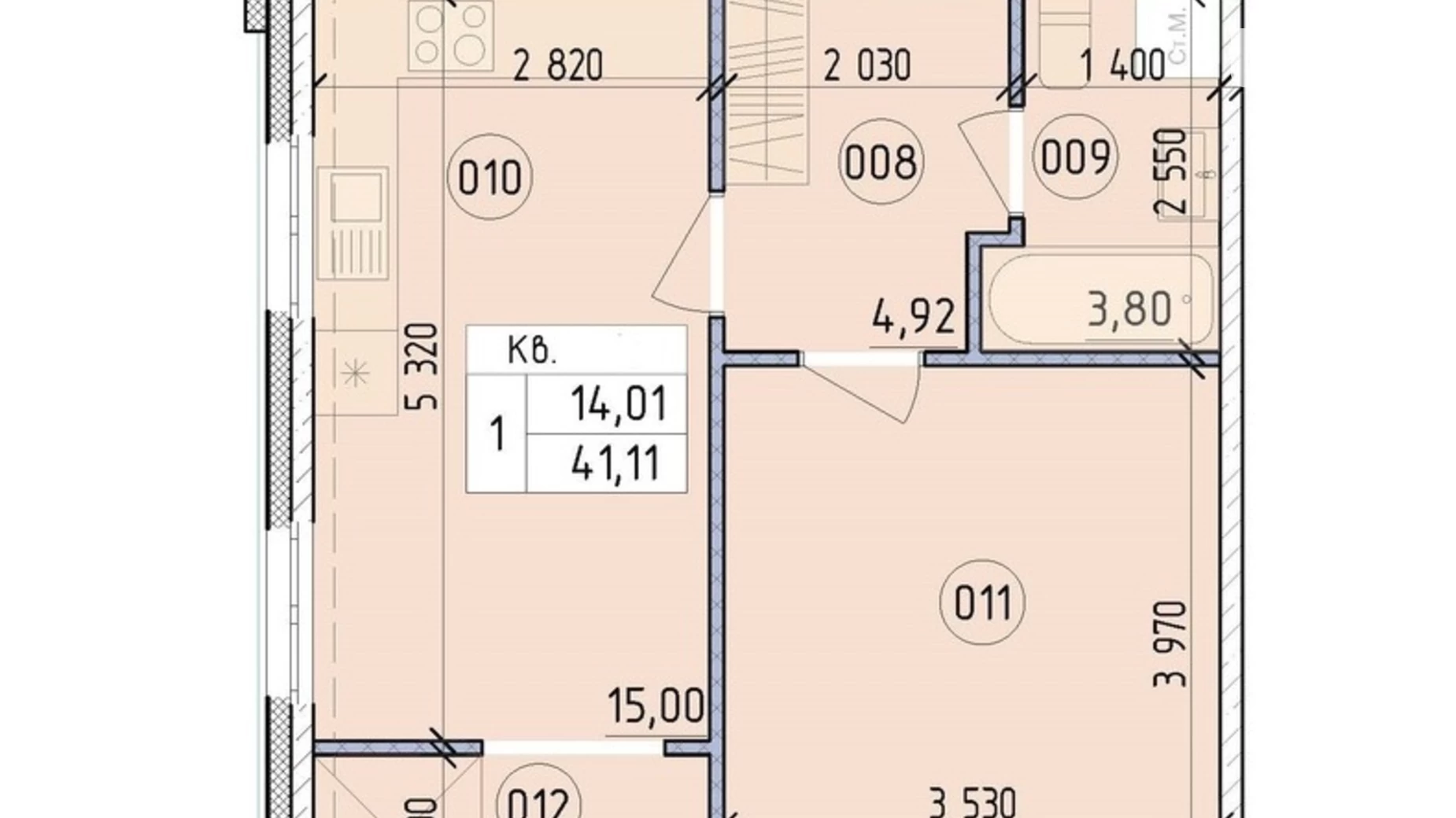 Продается 1-комнатная квартира 41.11 кв. м в Киеве, ул. Михаила Максимовича, undefined - фото 2