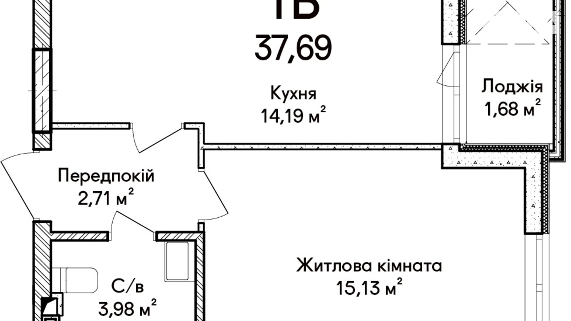 Продается 1-комнатная квартира 37.68 кв. м в Ирпене, ул. Ольги Кобылянской(Достоевского), 1В/28 - фото 3