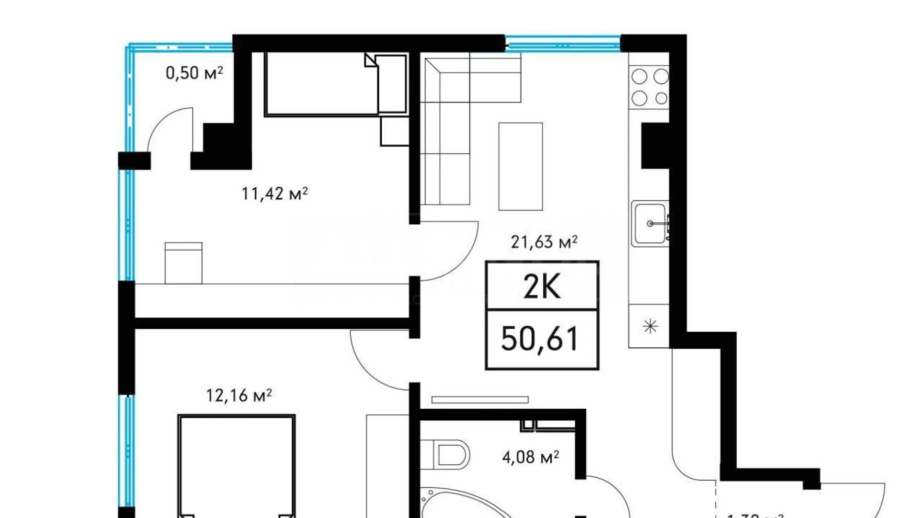 Продается 2-комнатная квартира 50.61 кв. м в Ивано-Франковске, ул. Целевича Юлиана, 28 - фото 2