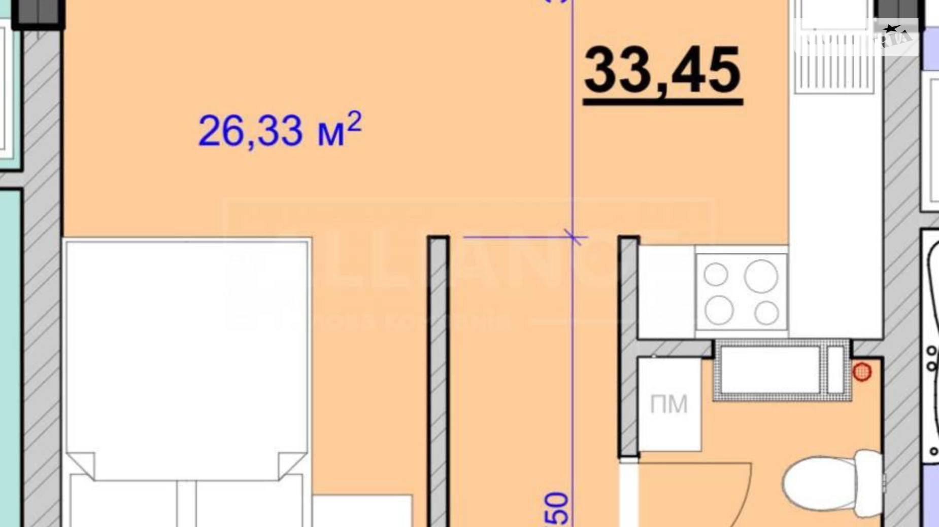 Продается 1-комнатная квартира 33.45 кв. м в Ивано-Франковске, ул. Целевича Юлиана, 28 - фото 2