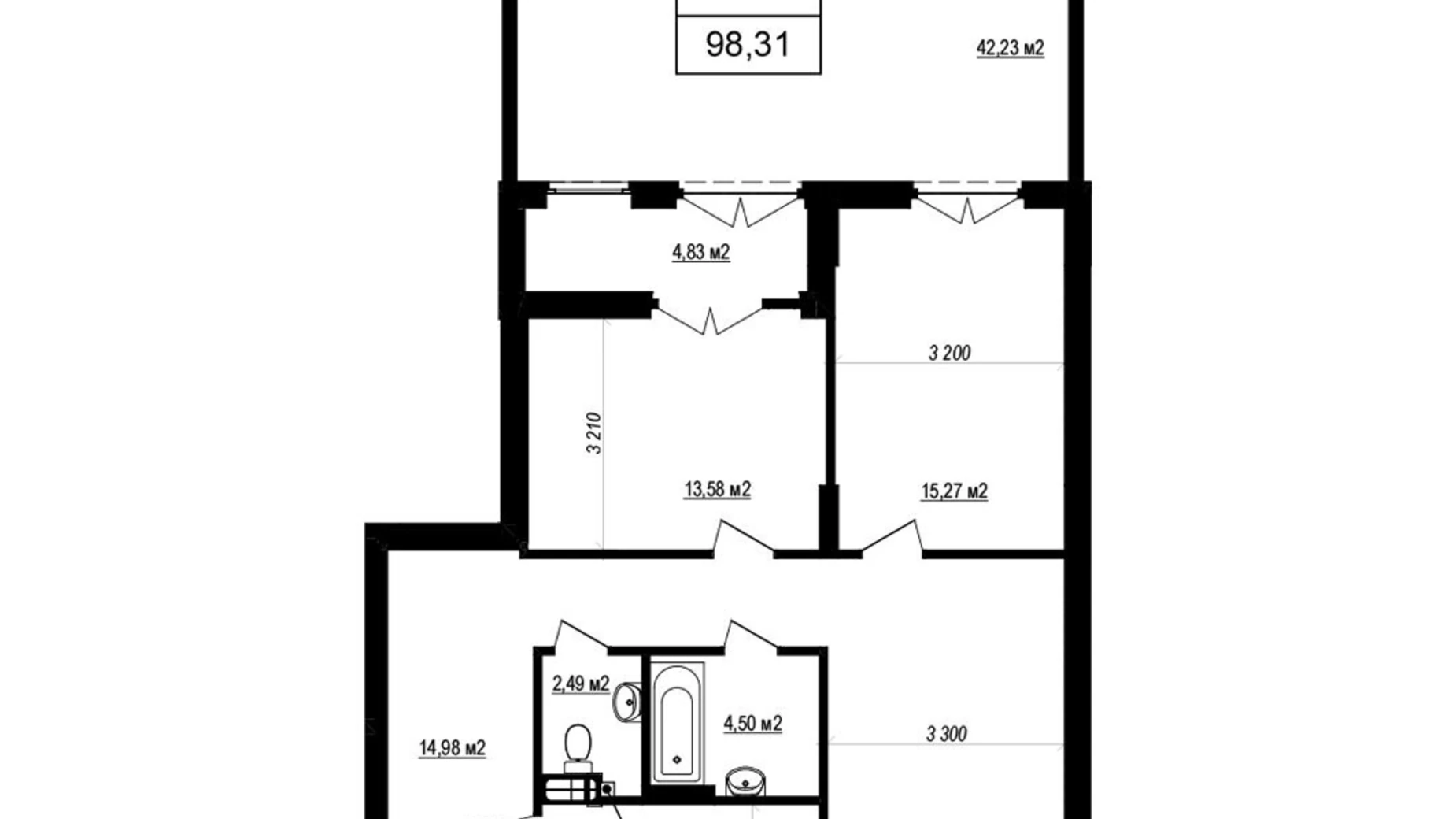 Продається 3-кімнатна квартира 98.31 кв. м у Софіївській Борщагівці, вул. Яблунева, 3А - фото 2