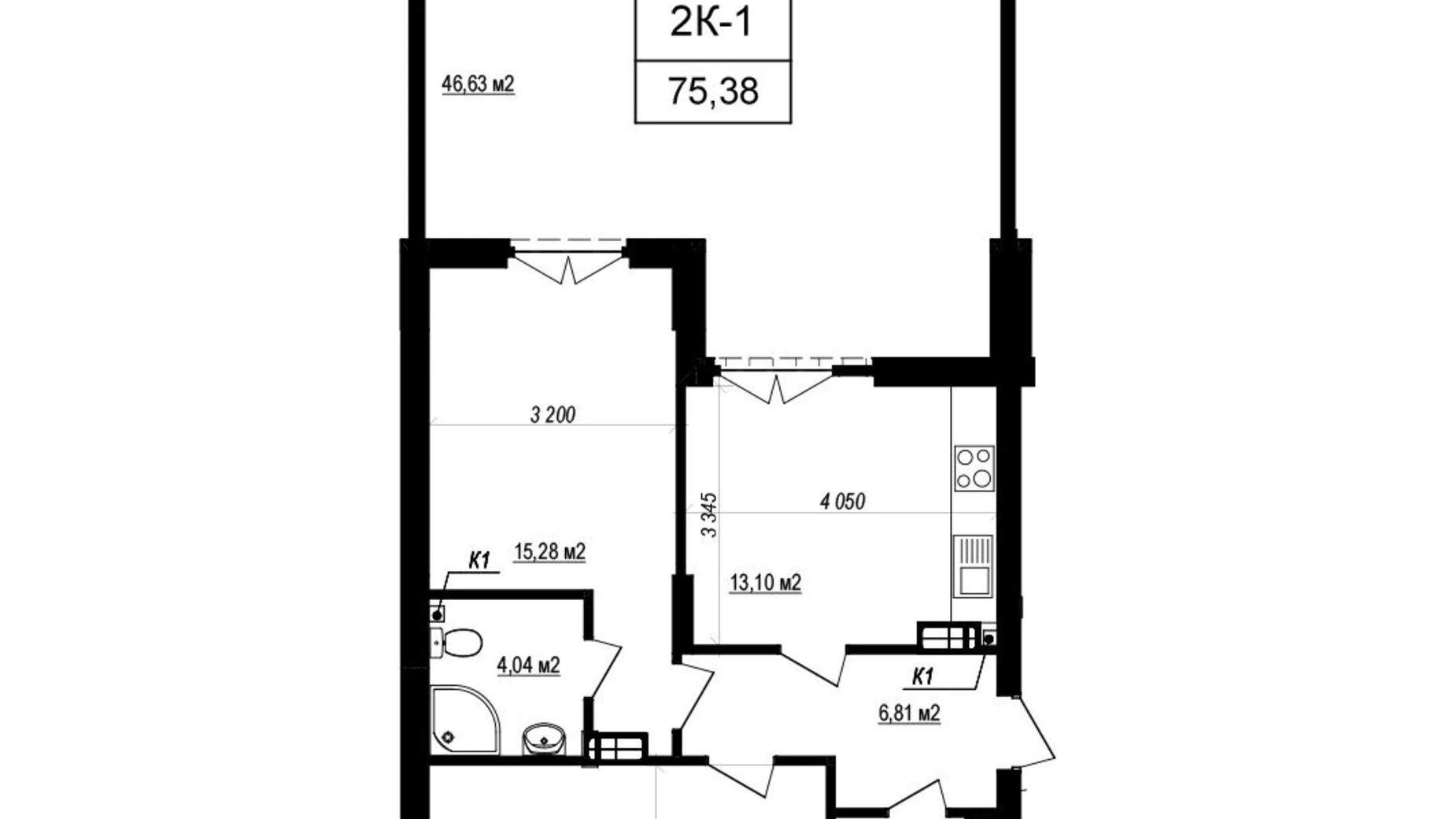 Продается 2-комнатная квартира 75.38 кв. м в Софиевской Борщаговке, ул. Яблоневая, 3А - фото 2